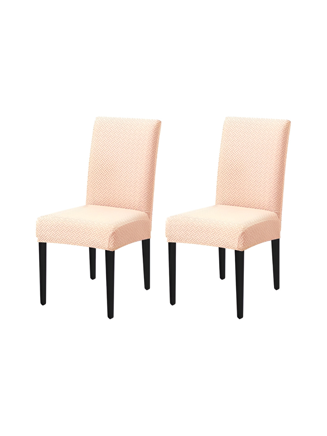 

HOUSE OF QUIRK Cream 2 Pieces Self Design Removable Washable Chair Cover