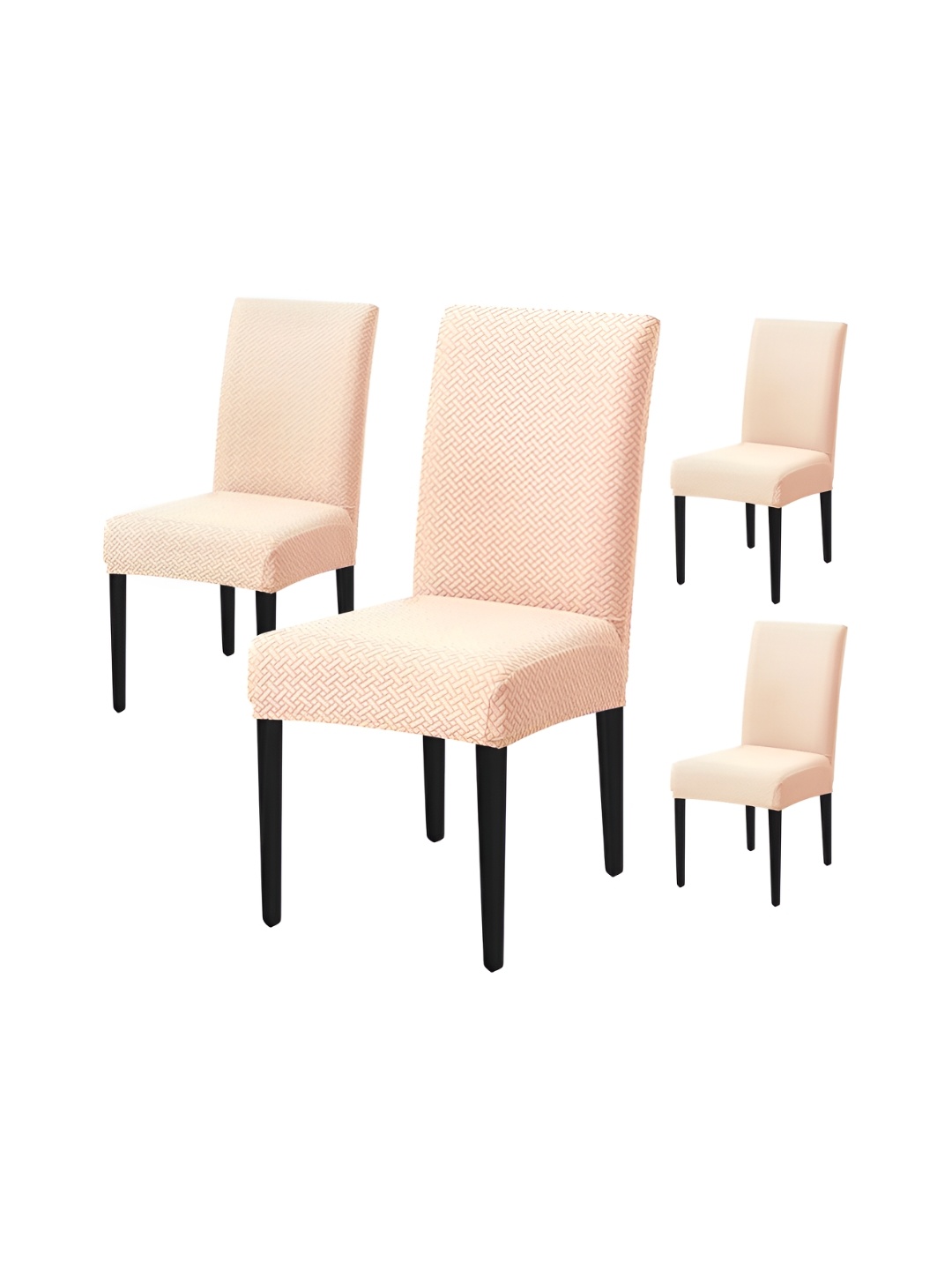 

HOUSE OF QUIRK Cream 4 Pieces Self Design Removable Washable Chair Cover