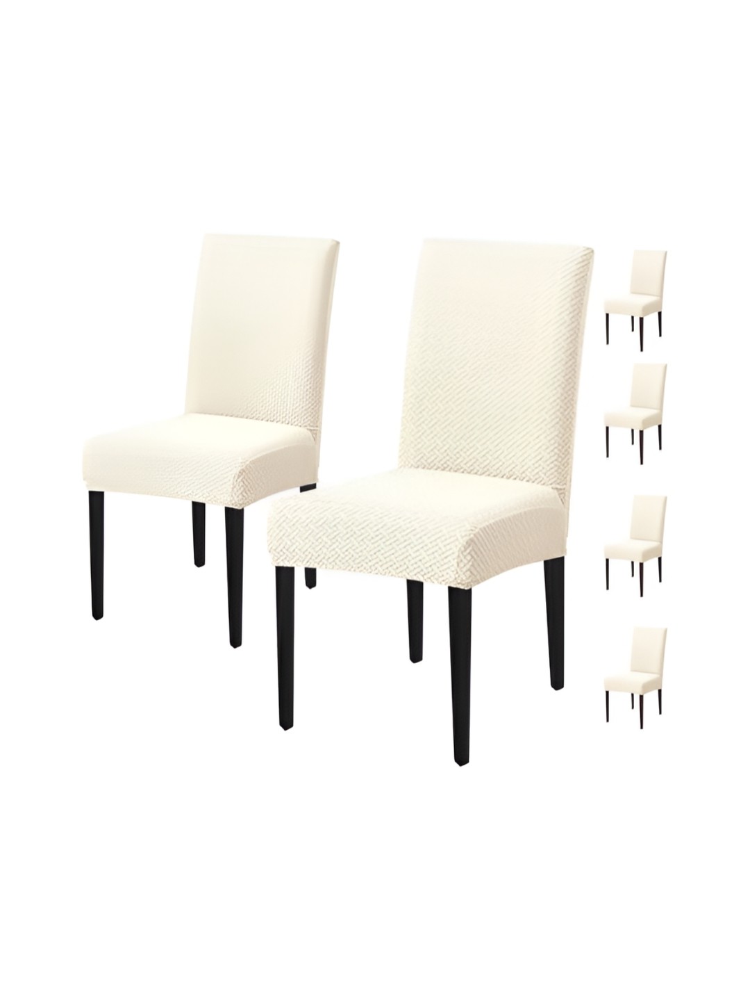 

HOUSE OF QUIRK White 6 Pieces Self Design Removable Washable Chair Cover