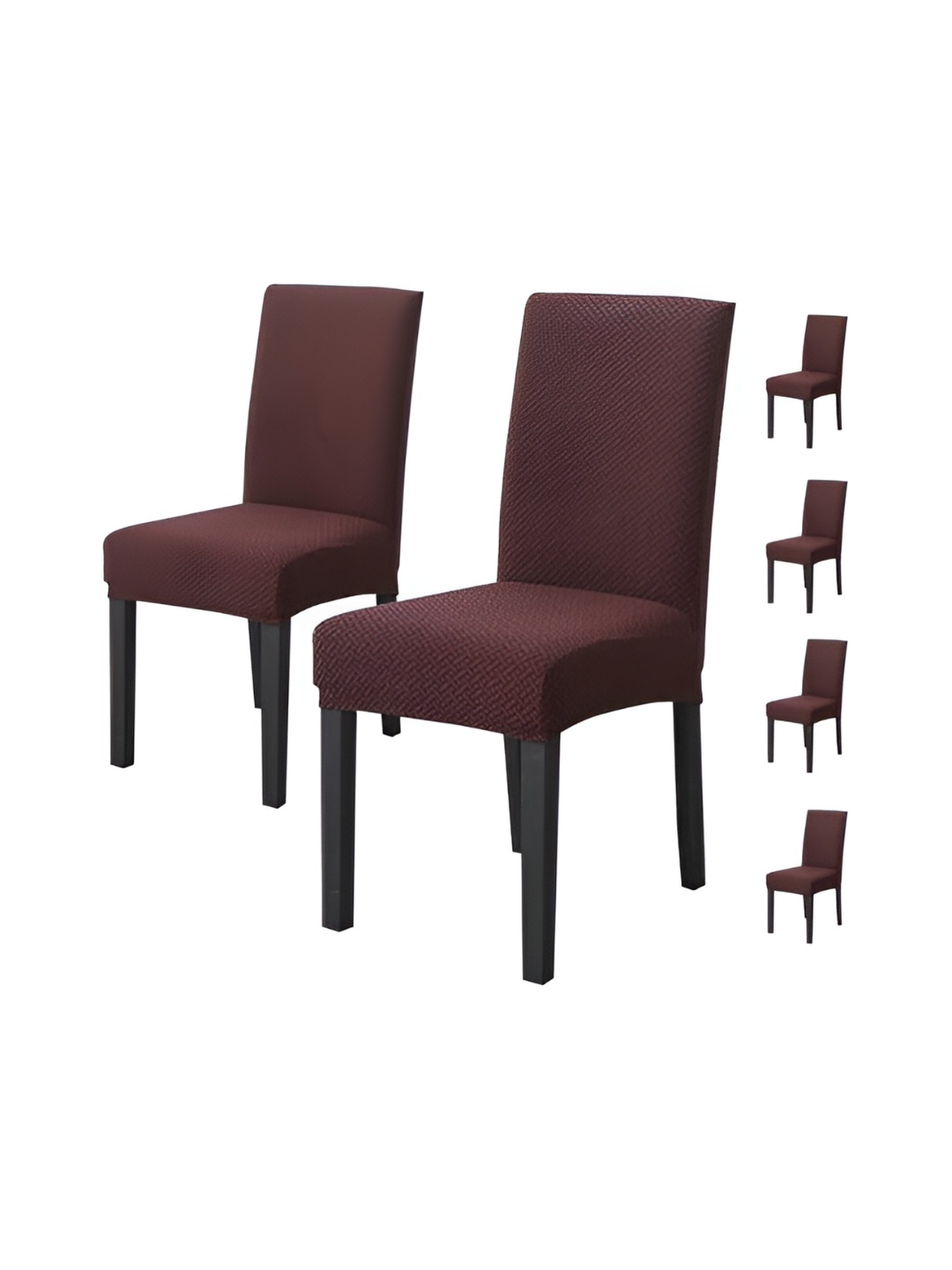 

HOUSE OF QUIRK Brown 6 Pieces Self Design Removable Washable Chair Cover