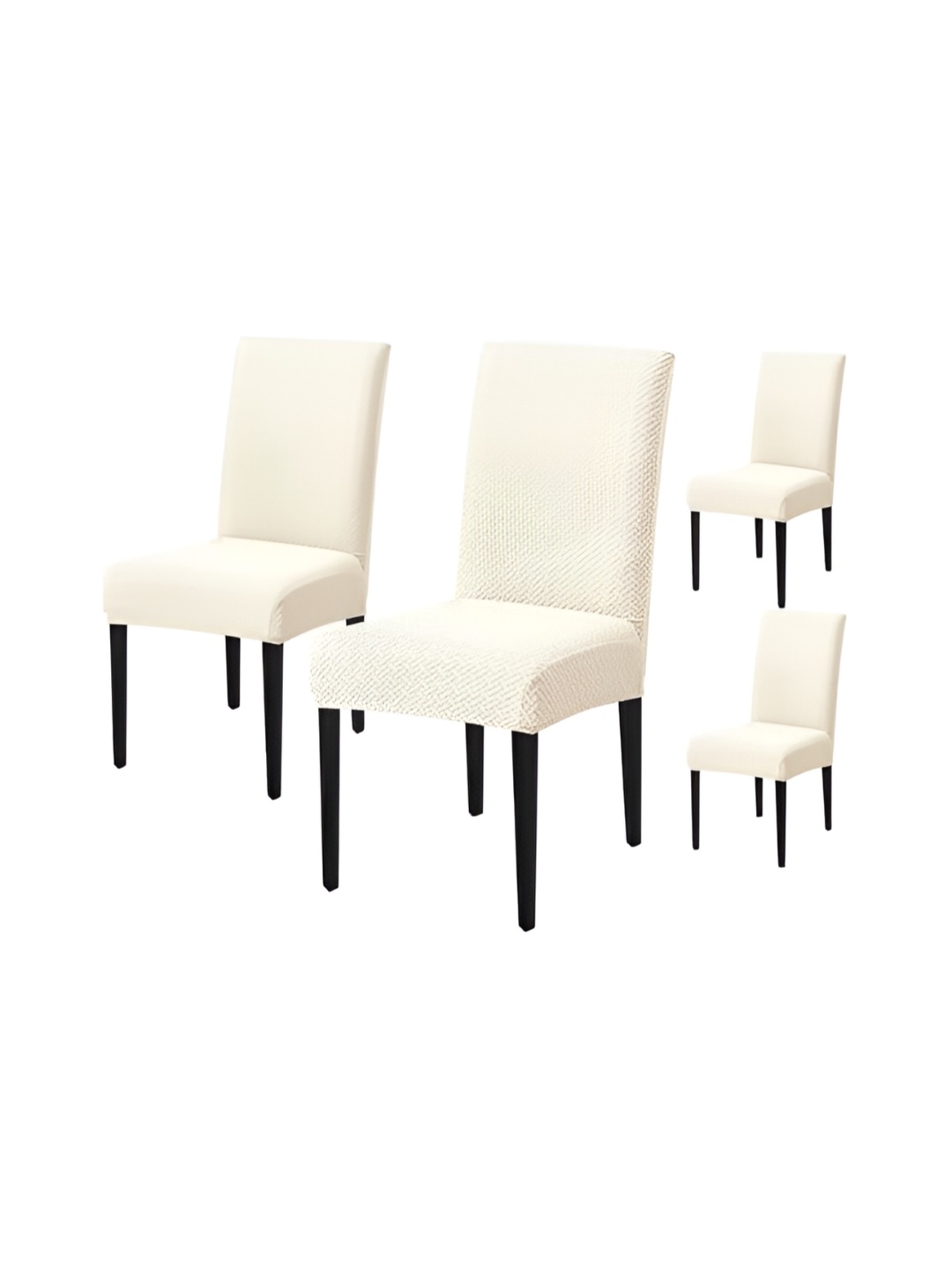 

HOUSE OF QUIRK White 4 Pieces Self Design Removable Washable Chair Cover