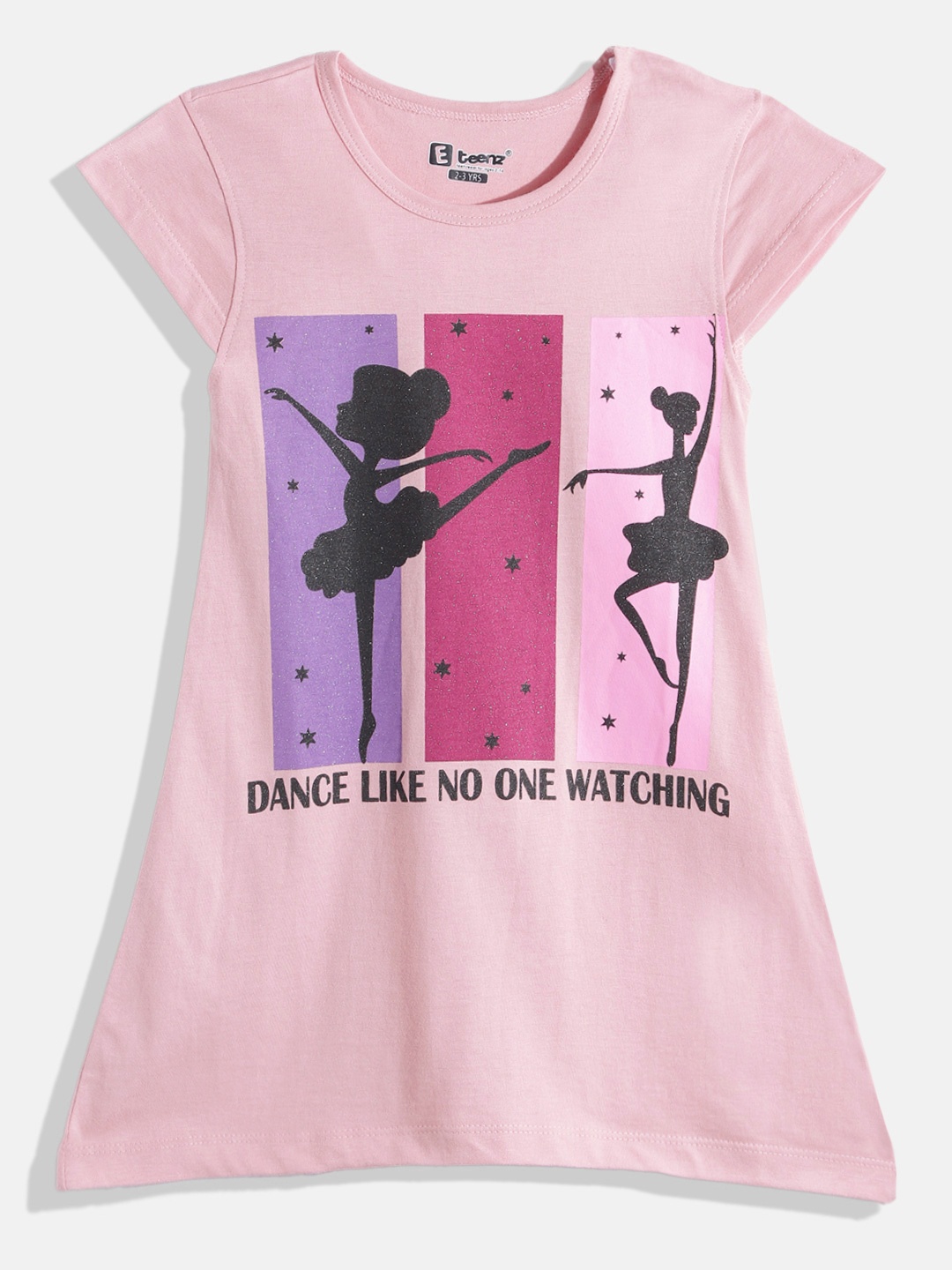 

Eteenz Girls Premium Cotton Graphic Printed A-Line Dress, Pink