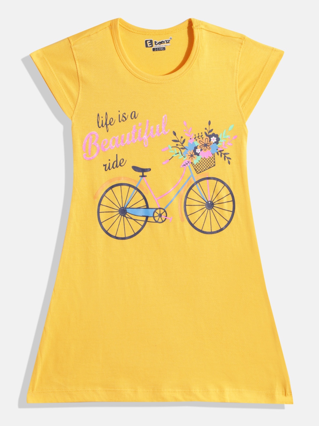 

Eteenz Girls Print Cotton A-Line Dress, Yellow