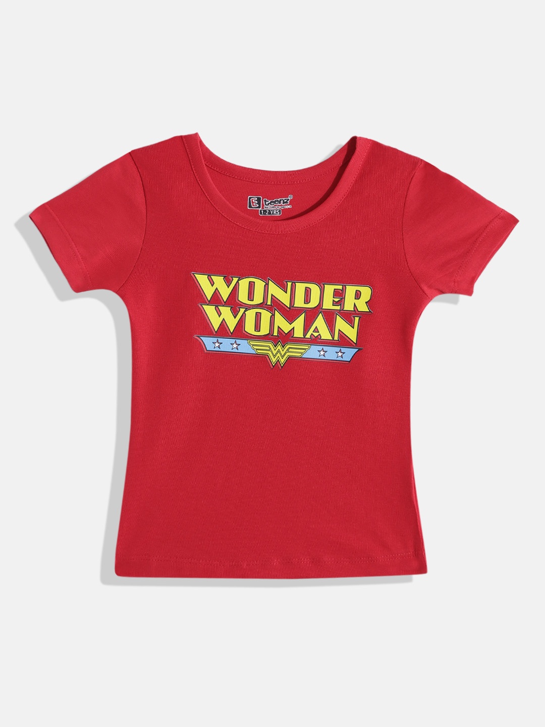 

Eteenz Girls Typography Wonder Woman Printed T-shirt, Red