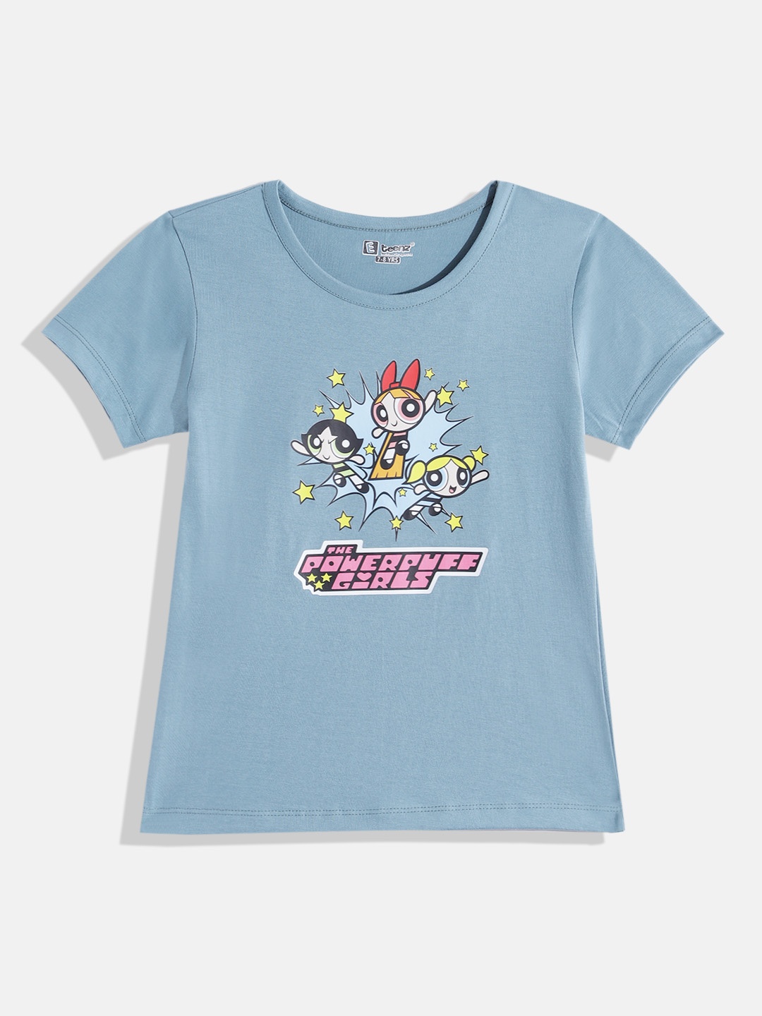 

Eteenz Girls Powerpuff Printed T-shirt, Blue