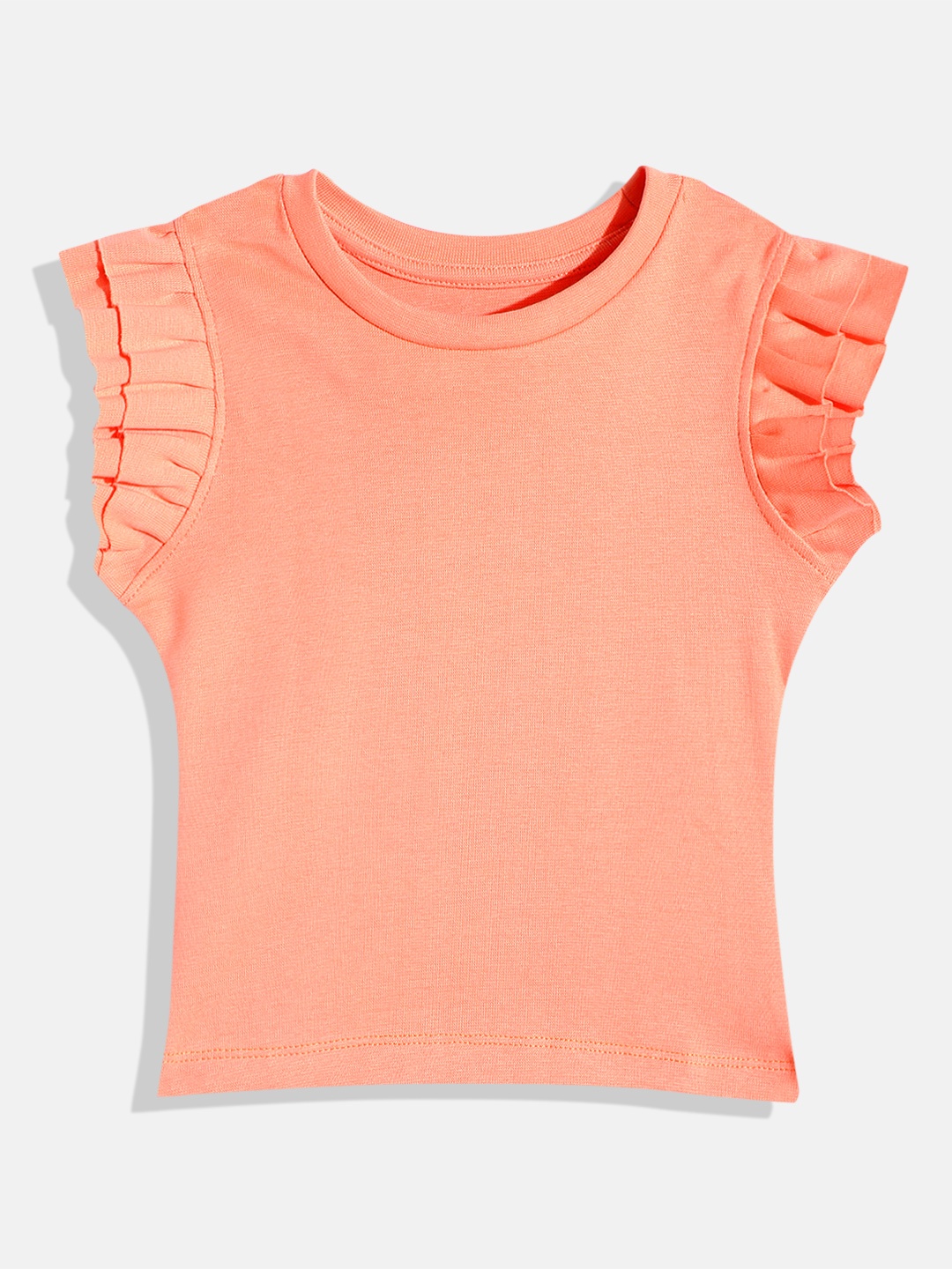 

Eteenz Girls Flutter Sleeve Cotton Top, Orange