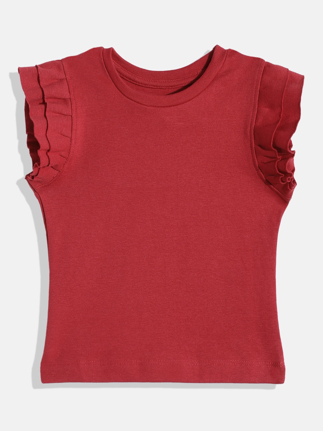 

Eteenz Girls Flutter Sleeve Cotton Top, Maroon