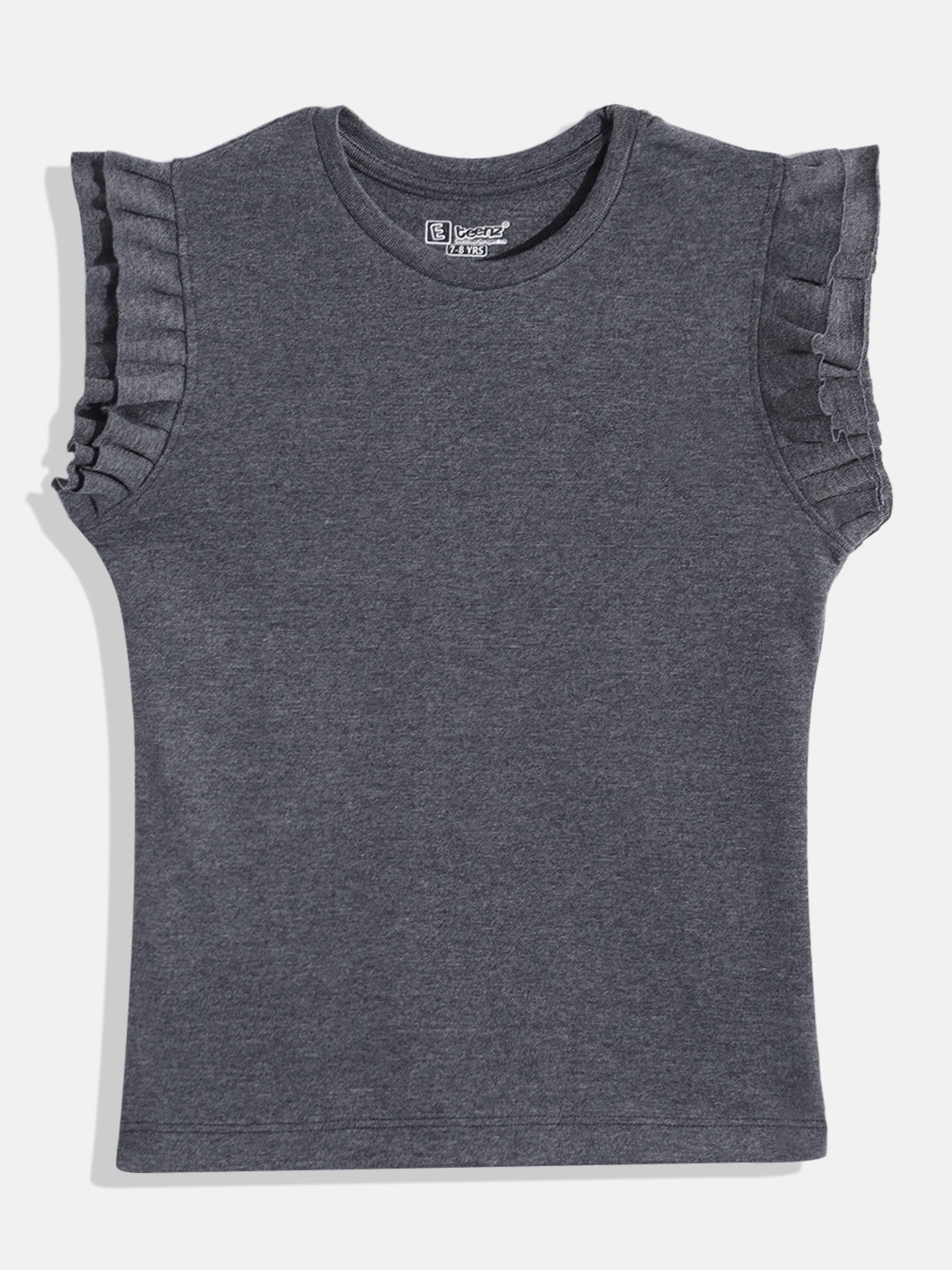 

Eteenz Girls Flutter Sleeve Cotton Top, Grey