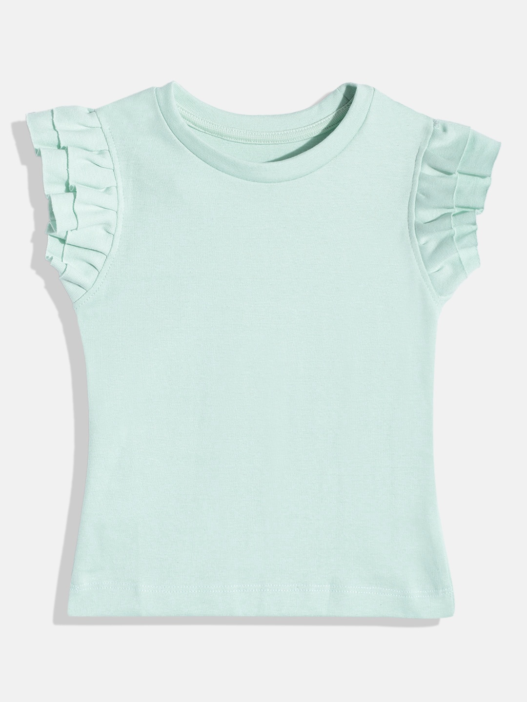 

Eteenz Girls Flutter Sleeve Cotton Top, Green
