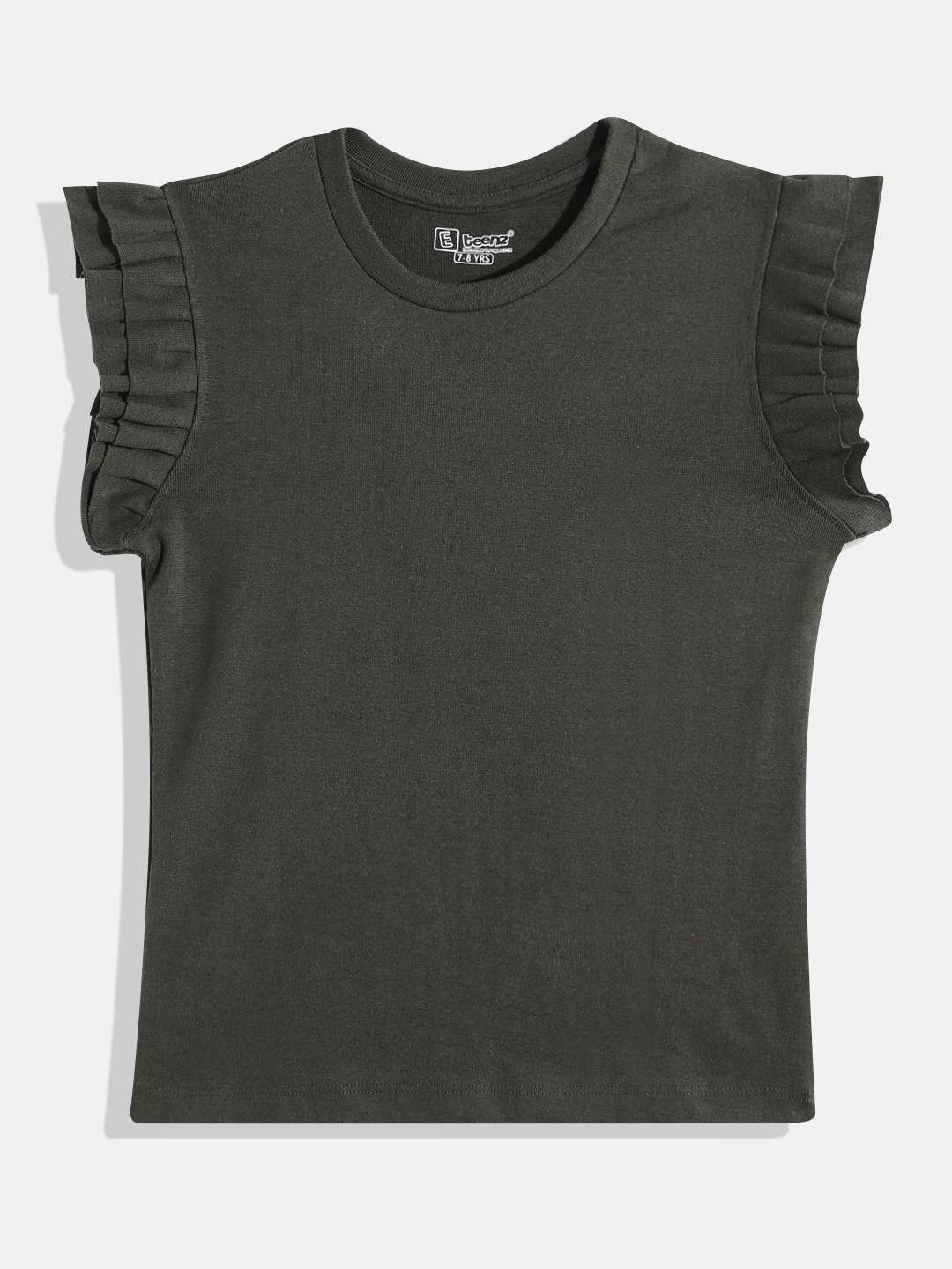 

Eteenz Girls Flutter Sleeves Pure Cotton Top, Black