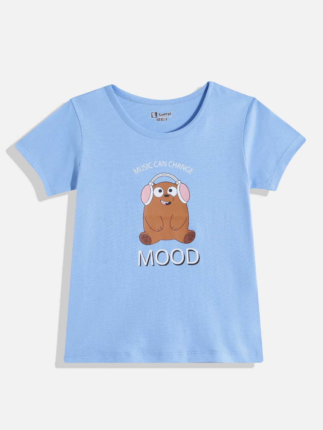 

Eteenz Girls Graphic Printed Pure Cotton T-shirt, Blue