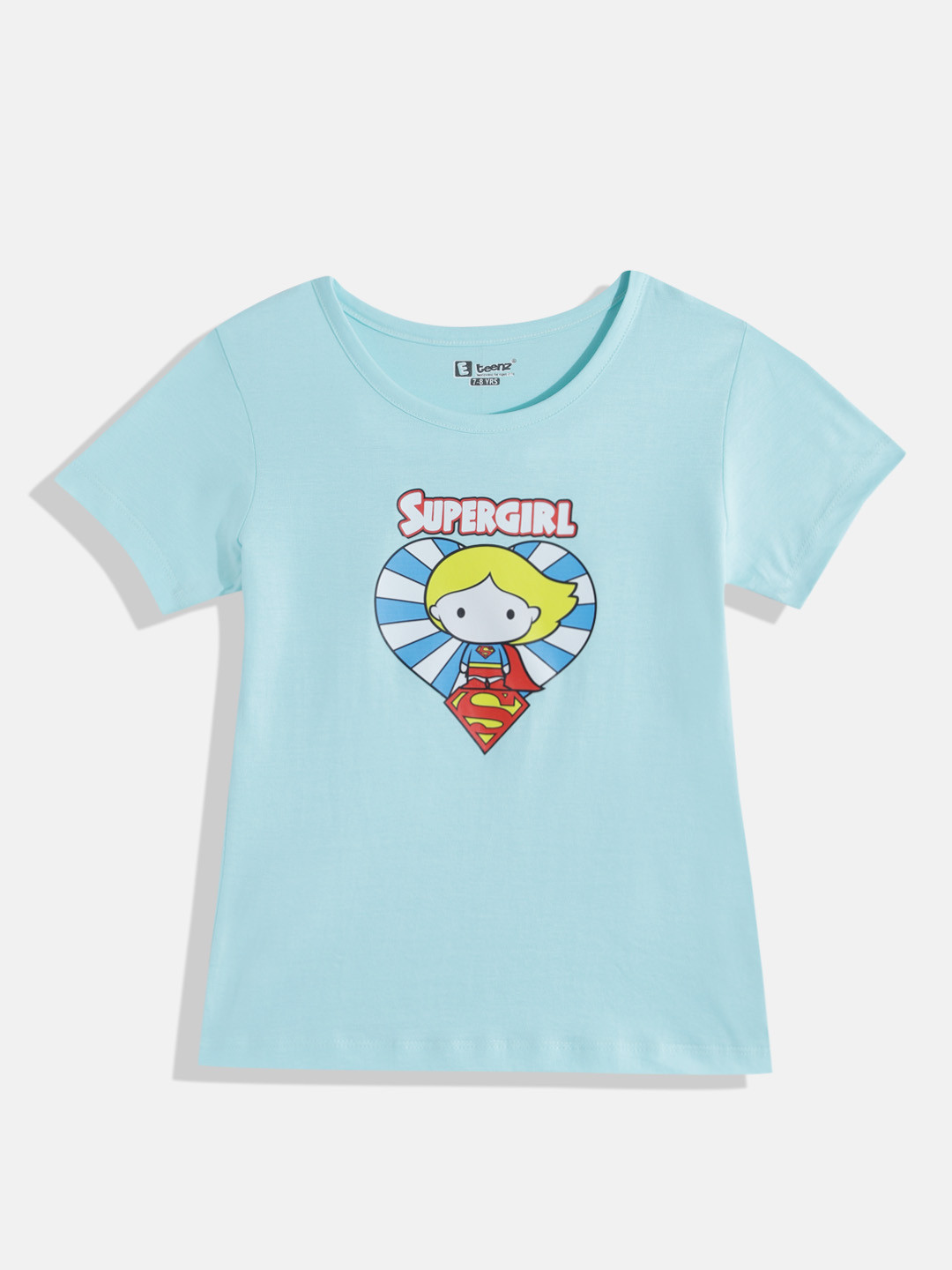 

Eteenz Girls Superhero Graphic Printed Pure Cotton T-shirt, Blue