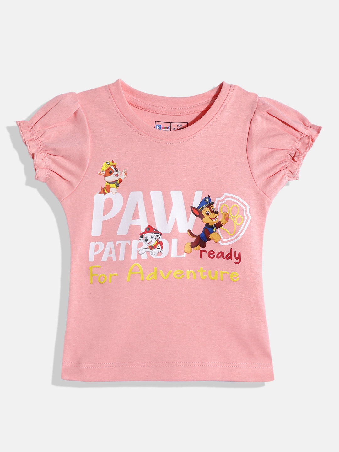 

Eteenz Infant Girls Paw Patrol Print Puff Sleeve Cotton Top, Peach