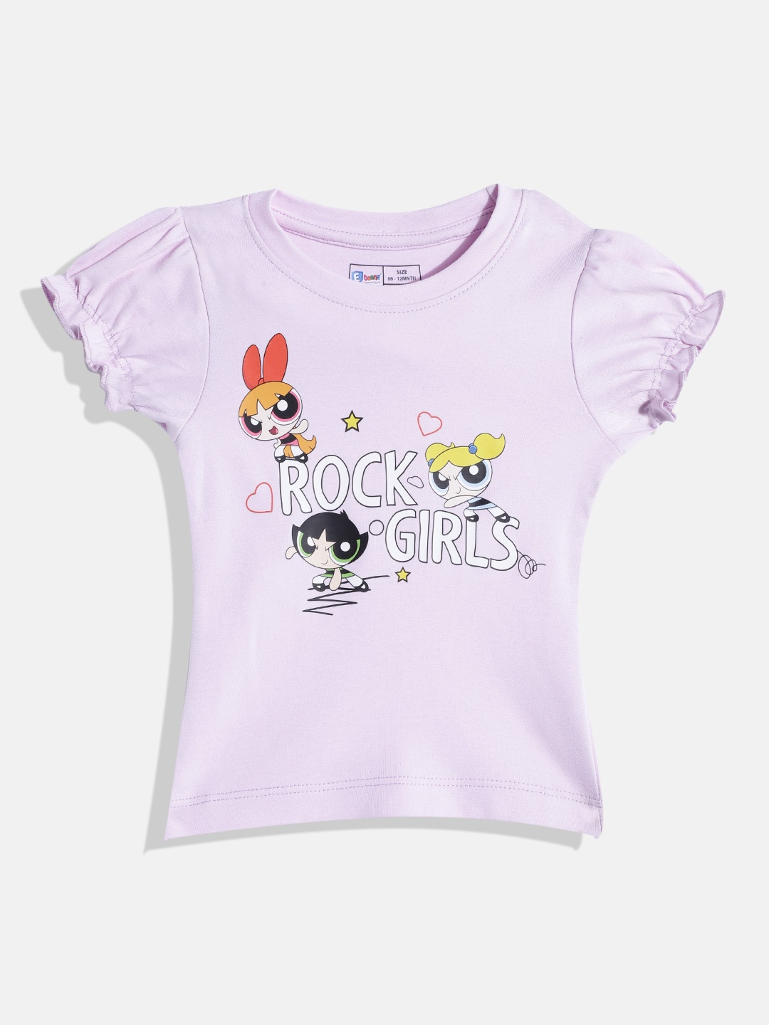 

Eteenz Girls Infants Pure Cotton Powerpuff Girls Printed Puff Sleeve Top, Lavender