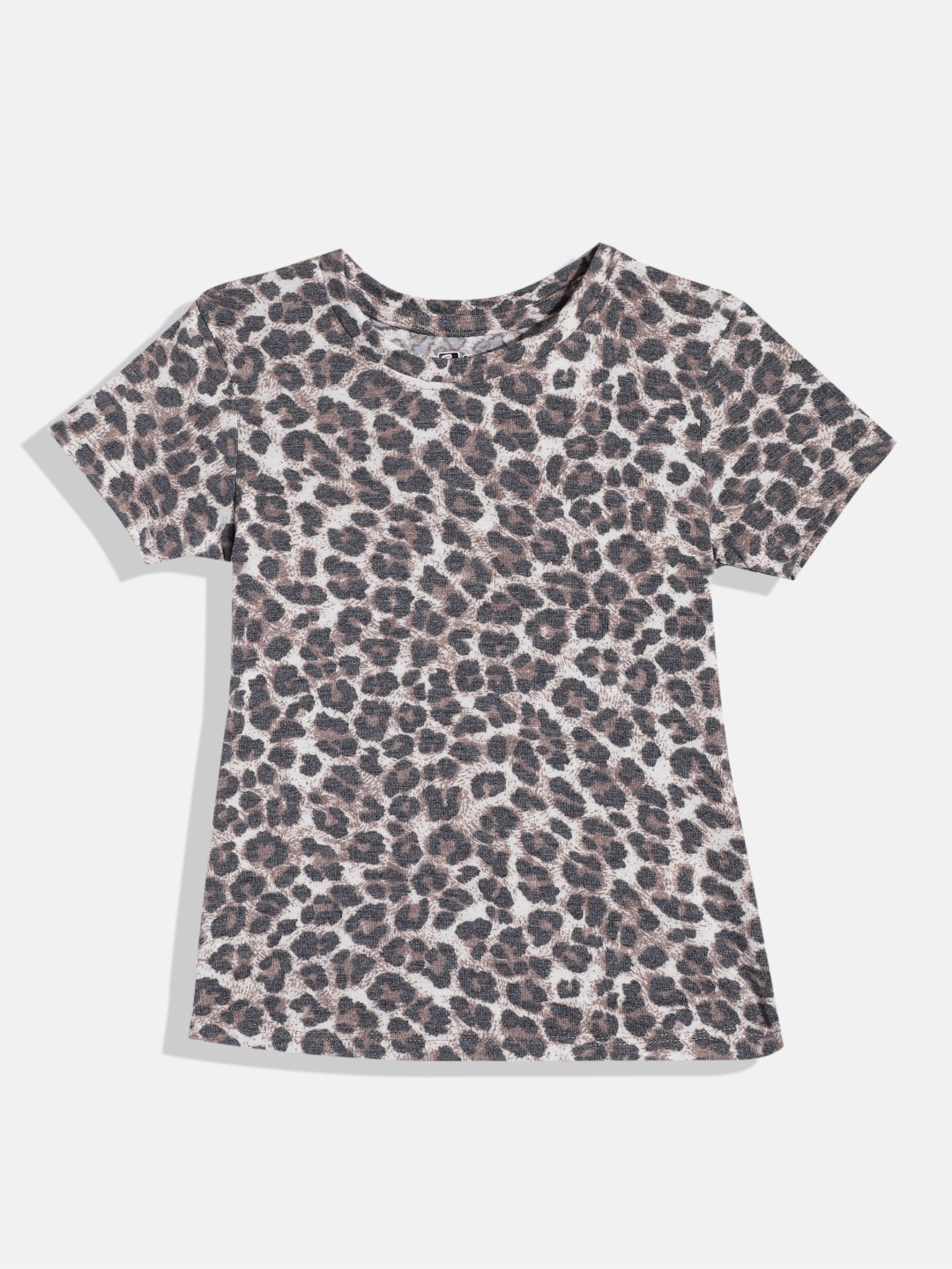 

Eteenz Girls Animal Printed Cotton T-shirt, Brown