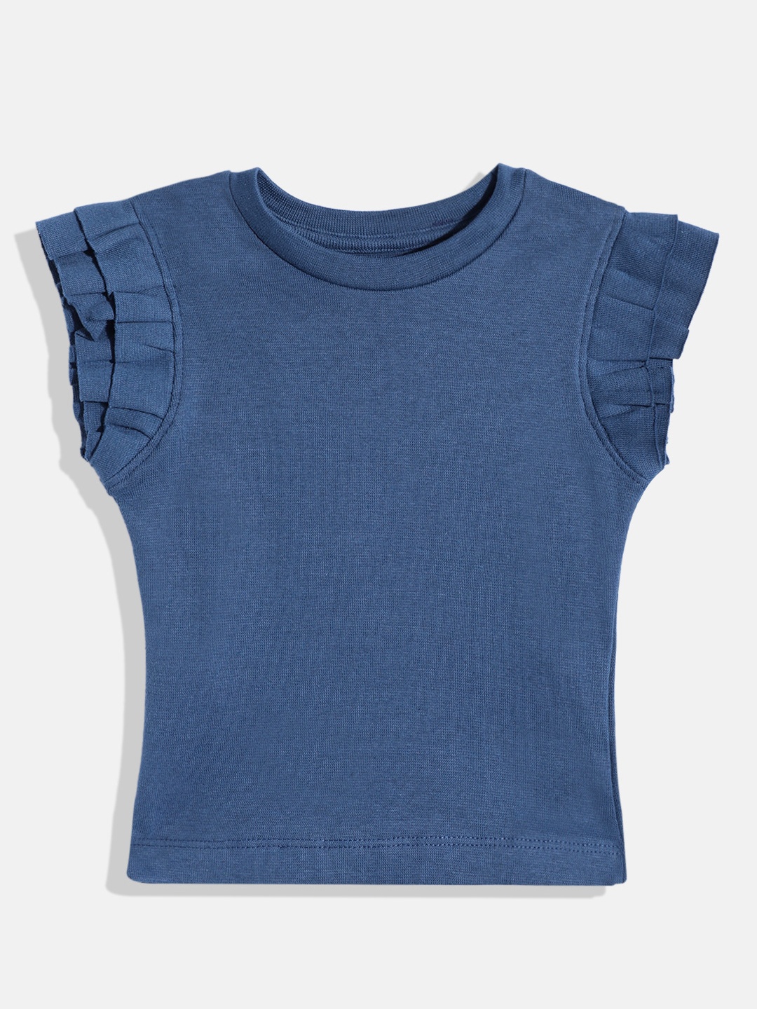 

Eteenz Girls Flutter Sleeve Cotton Top, Navy blue