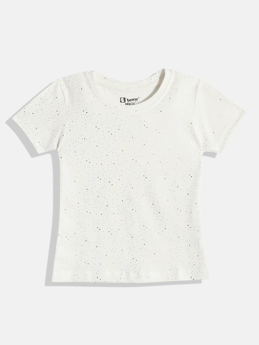 

Eteenz Girls Premium Cotton Micro Disty Printed T-shirt, Off white