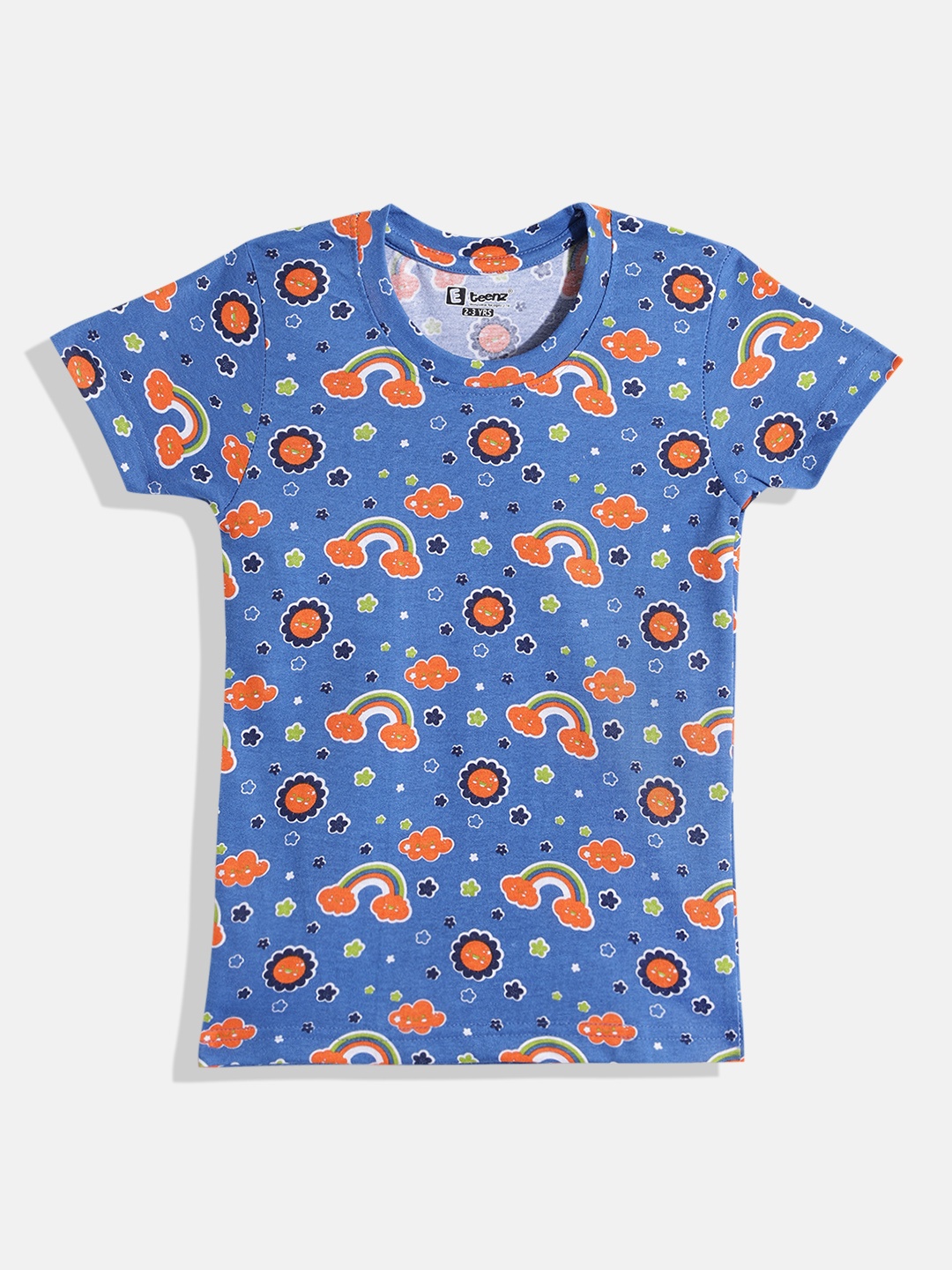 

Eteenz Boys Printed Cotton T-shirt, Blue