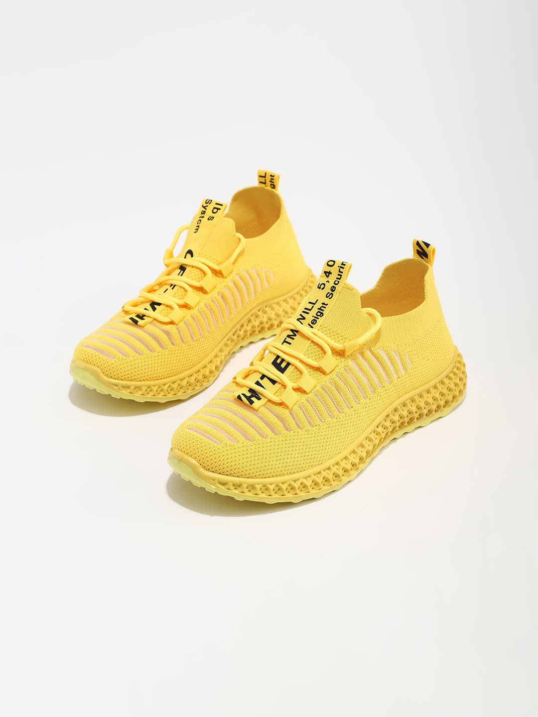 

LULU & SKY Women Textured Lace Up Sneakers, Yellow