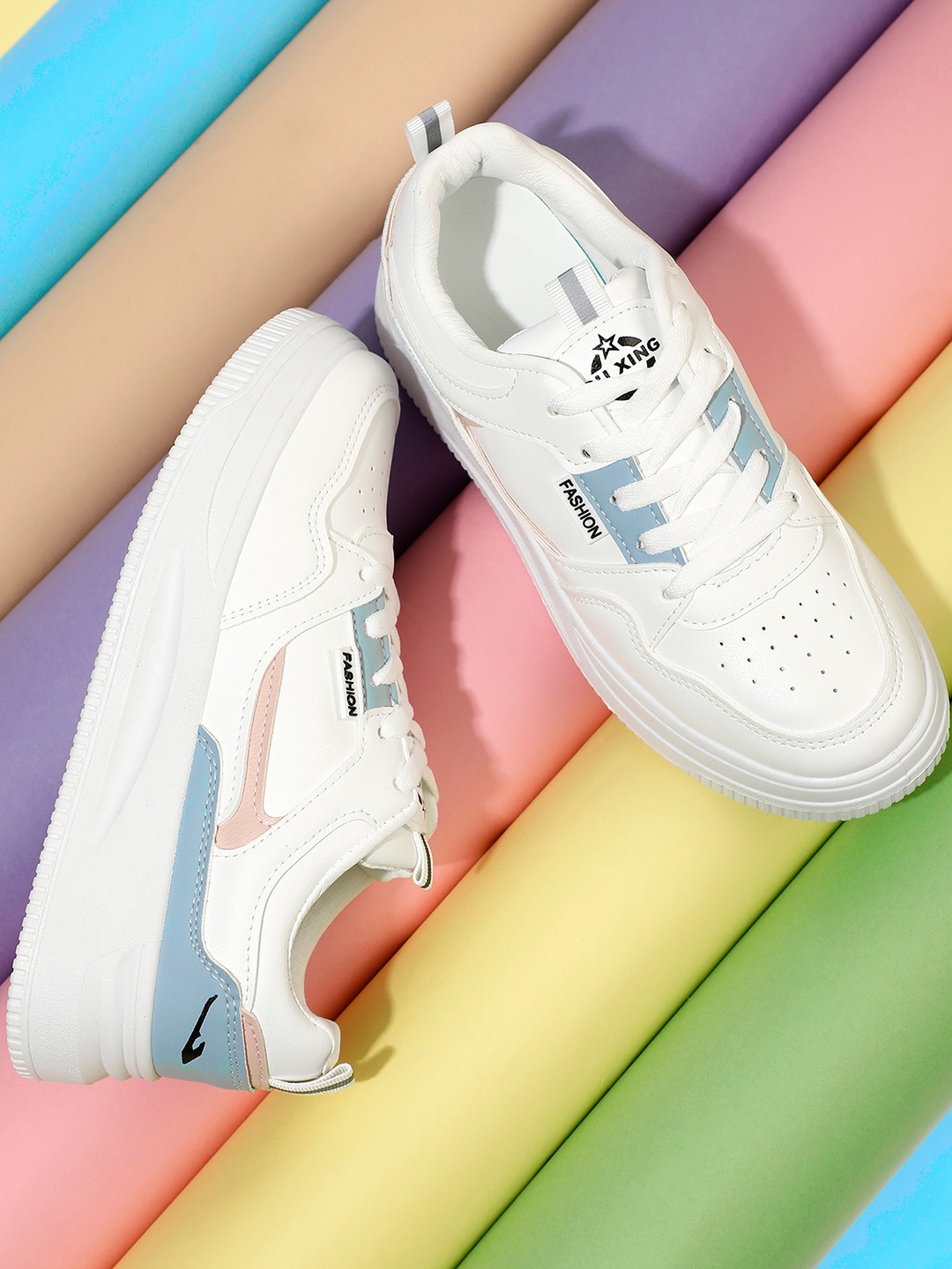 

LULU & SKY Women Colourblocked Lace Up Sneakers, Blue
