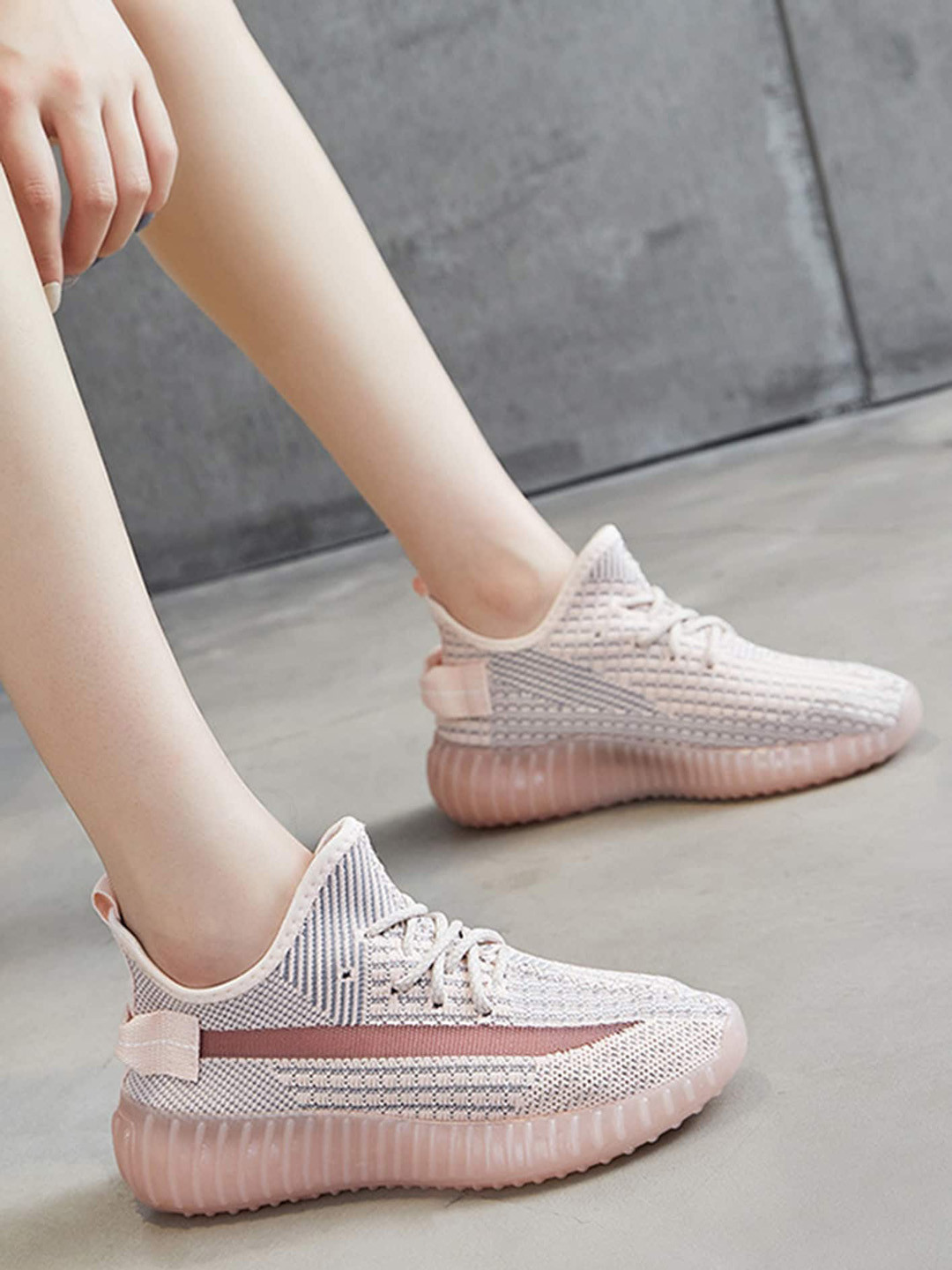 

LULU & SKY Women Textured Lace Up Slip-On Sneakers, Pink
