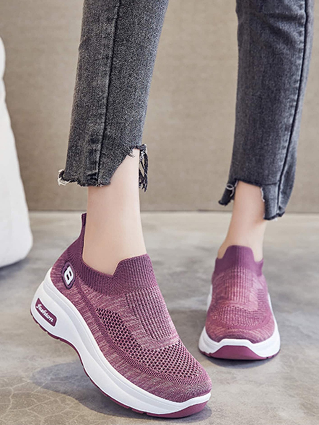 

LULU & SKY Women Textured Slip-On Sneakers, Purple