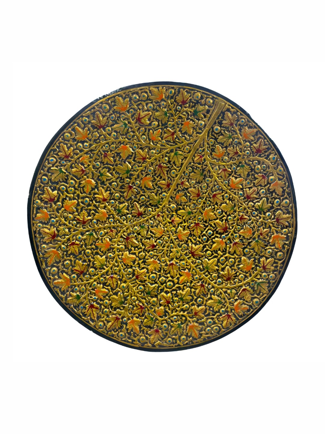 

INDIA MEETS INDIA Yellow & Black Papier Mache Decorative Wall Plate