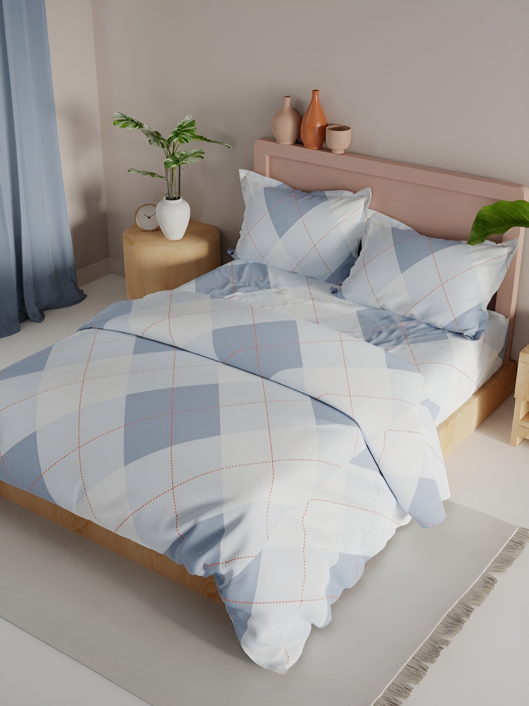 

BIANCA Blue & White Geometric 4Pcs Double Queen Regular Bedding Set
