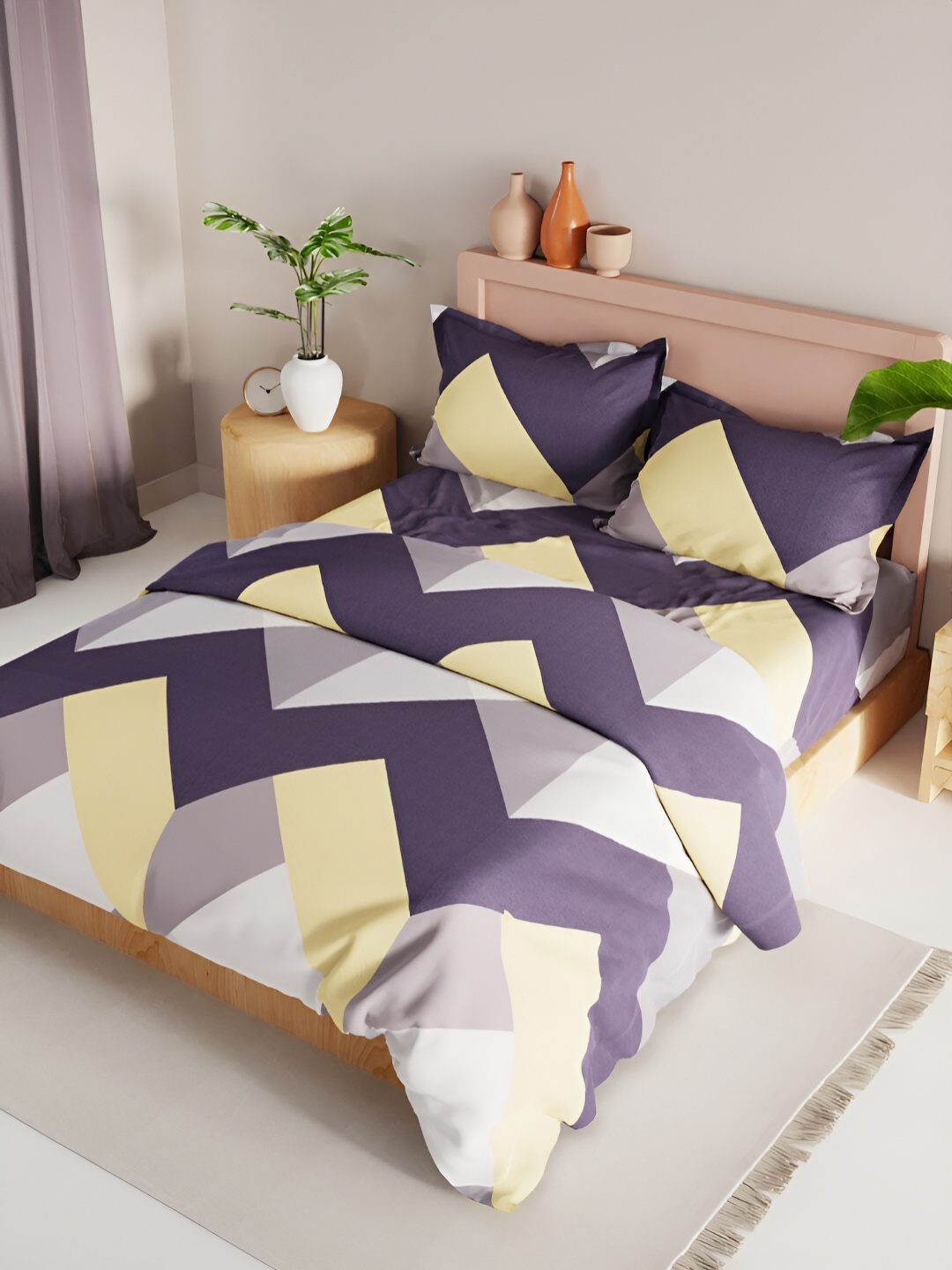 

BIANCA Grey & White Geometric Other 4Pcs Double Queen Regular Bedding Set