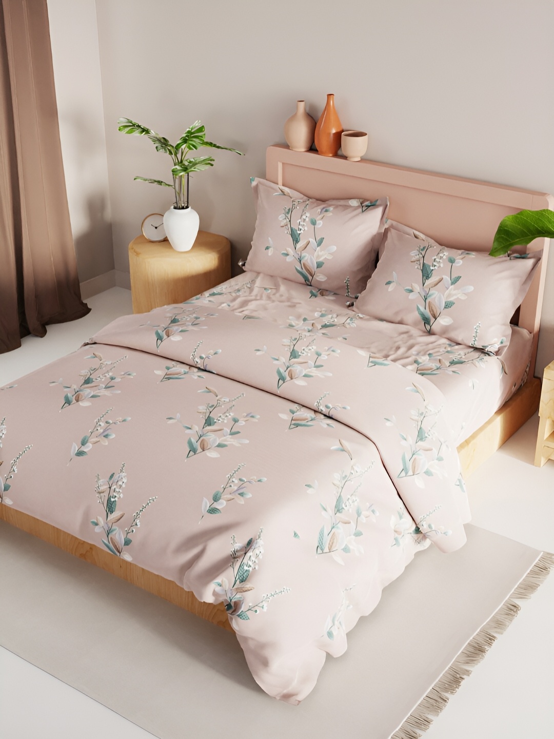 

BIANCA Pink & Teal Floral 4Pcs Double Queen Regular Bedding Set