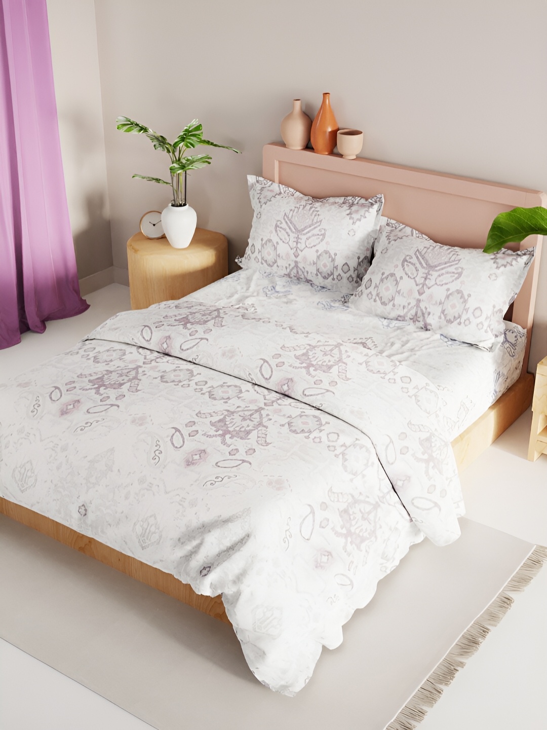

BIANCA Grey & White Geometric 4Pcs Double Queen Regular Bedding Set