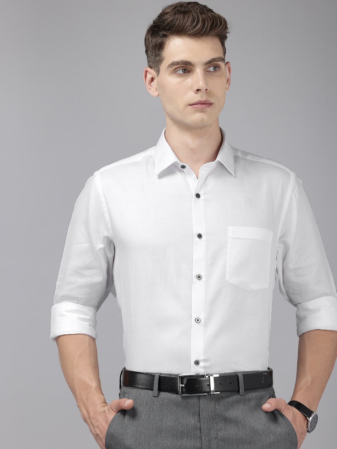 

Arrow Manhattan Self Design Slim Fit Pure Cotton Formal Shirt, White