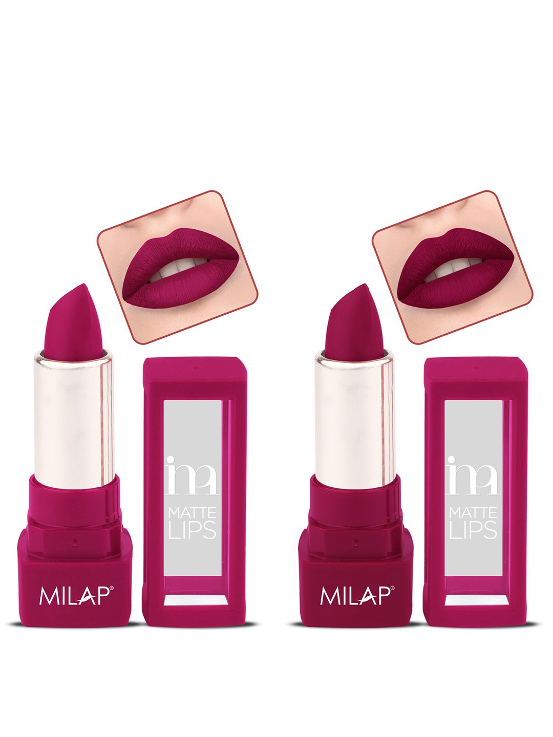 

MILAP Set Of 2 Long Stay Matte Lipsticks 4.2g Each - Laroosh 514 + Live it Up 515, Maroon