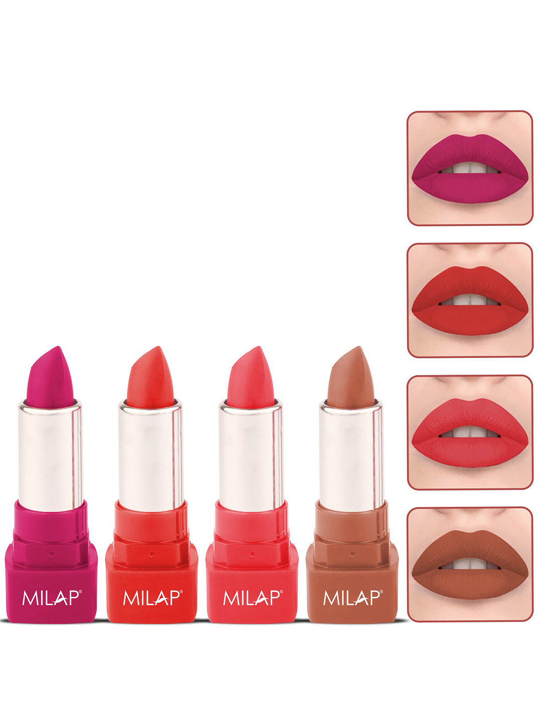 

MILAP Set of 2 Matte Lips Long Stay Lightweight Lipstick - Shade 507-510-511-518, Multi