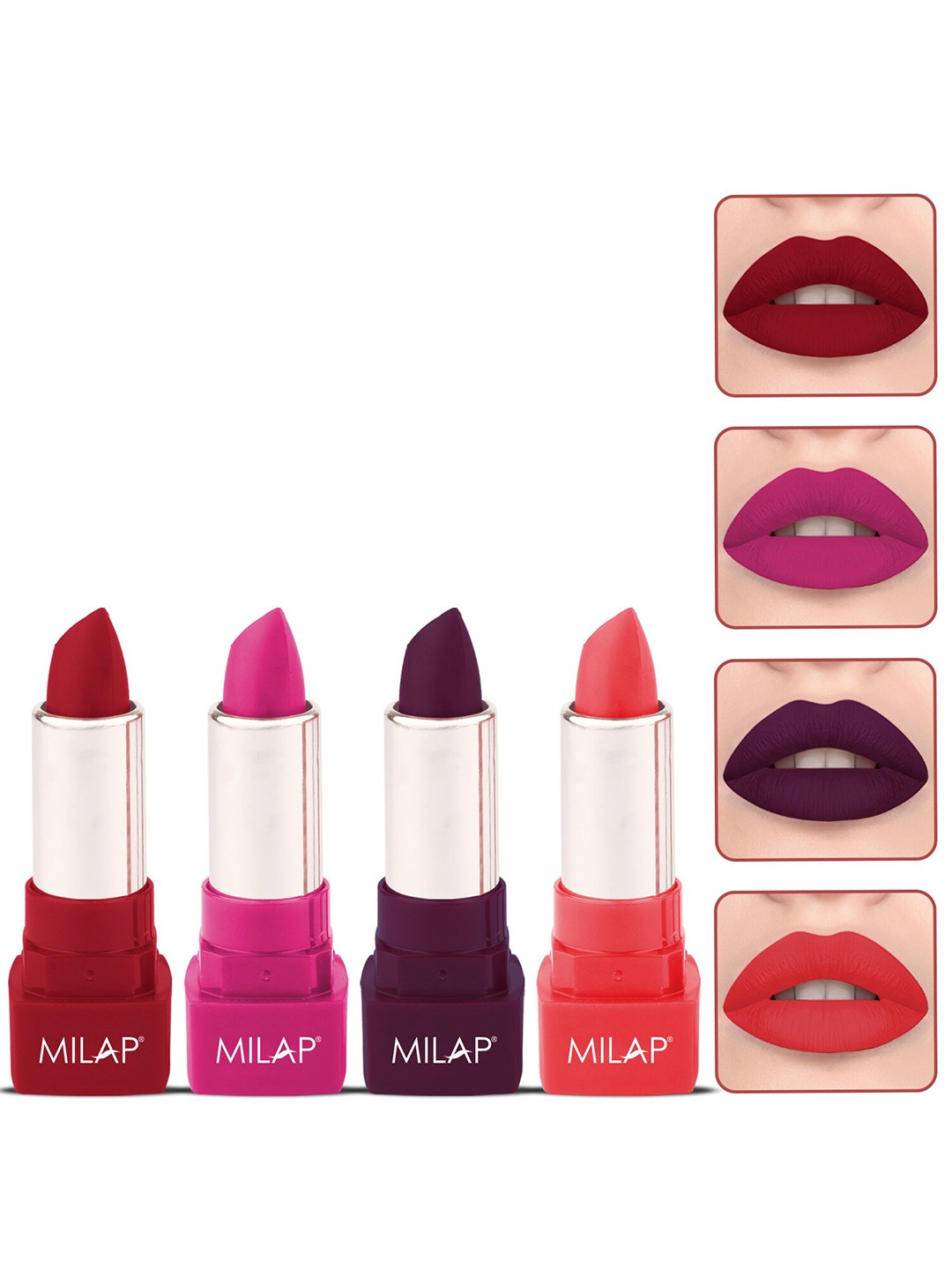 

MILAP Set of 2 Matte Lips Long Stay Lightweight Lipstick - Shade 503-509-513-511, Multi