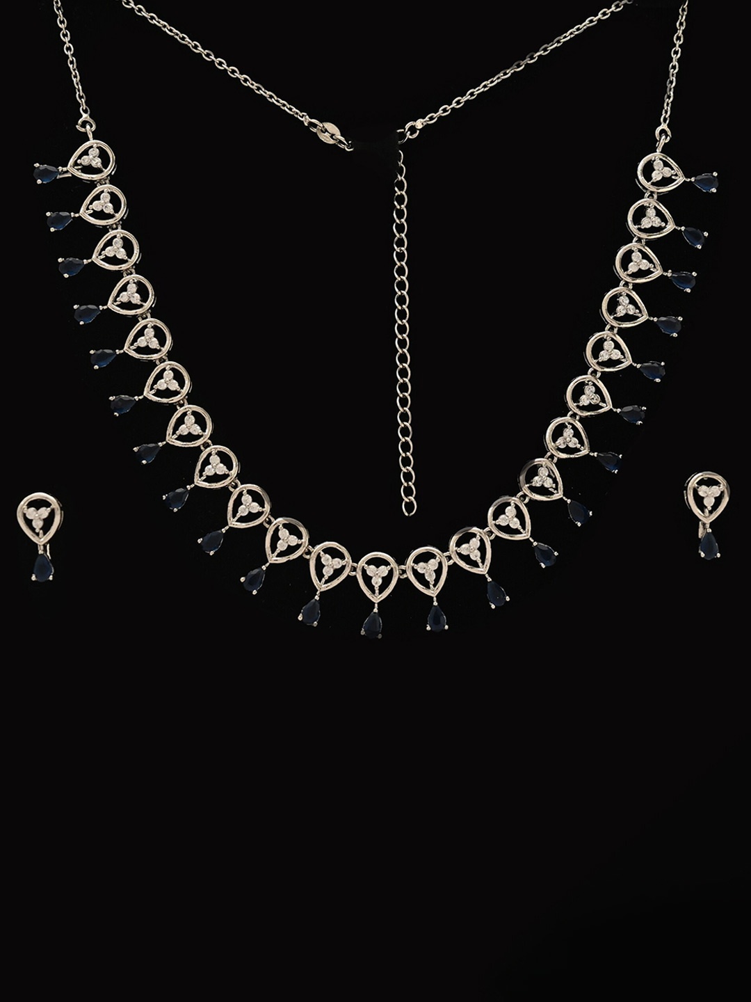 

925 SILLER Rhodium Plated 925 Pure Silver CZ Studded Jewellery Set