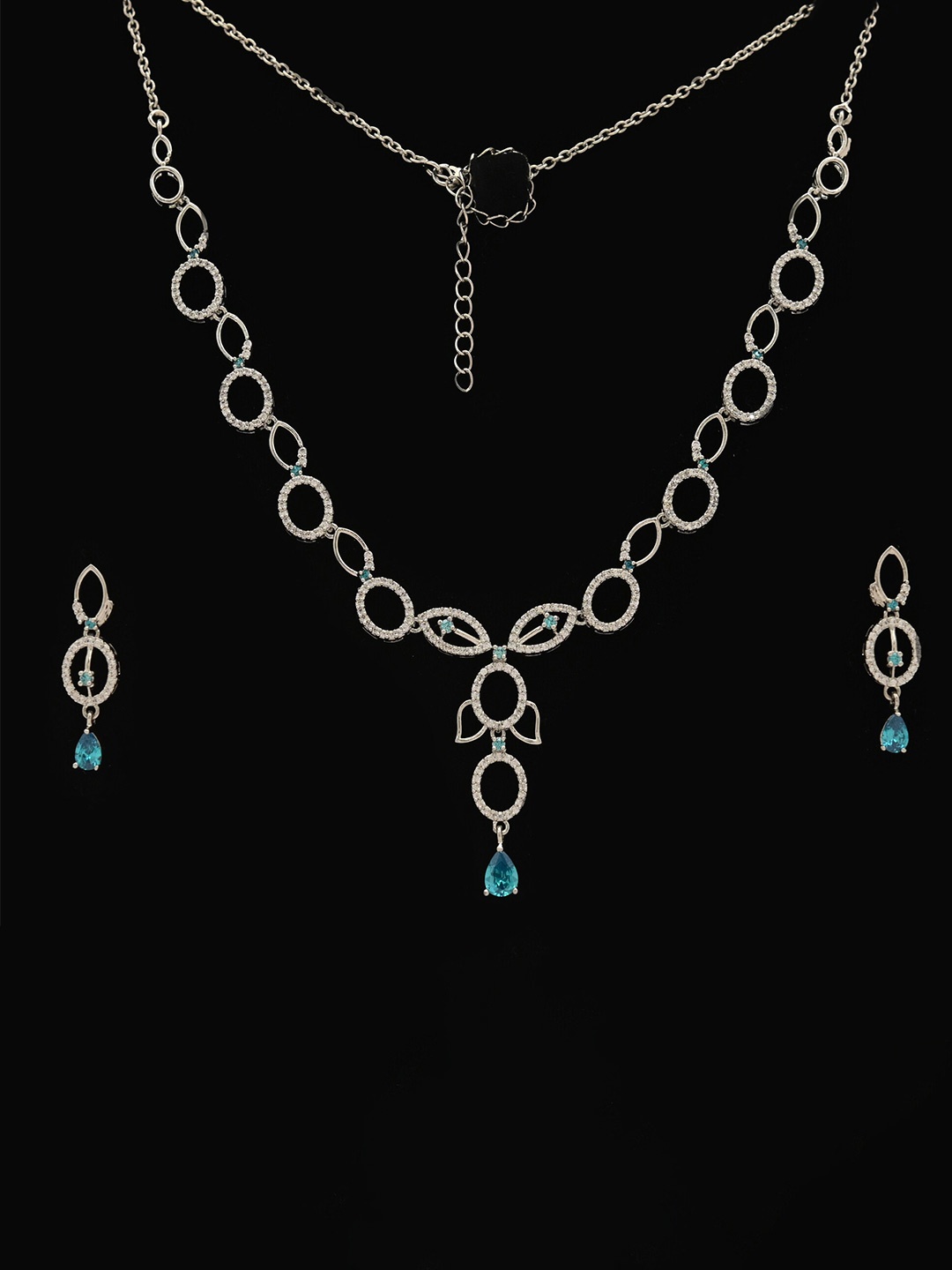 

925 SILLER 925 Pure Silver Necklace & Earrings Set