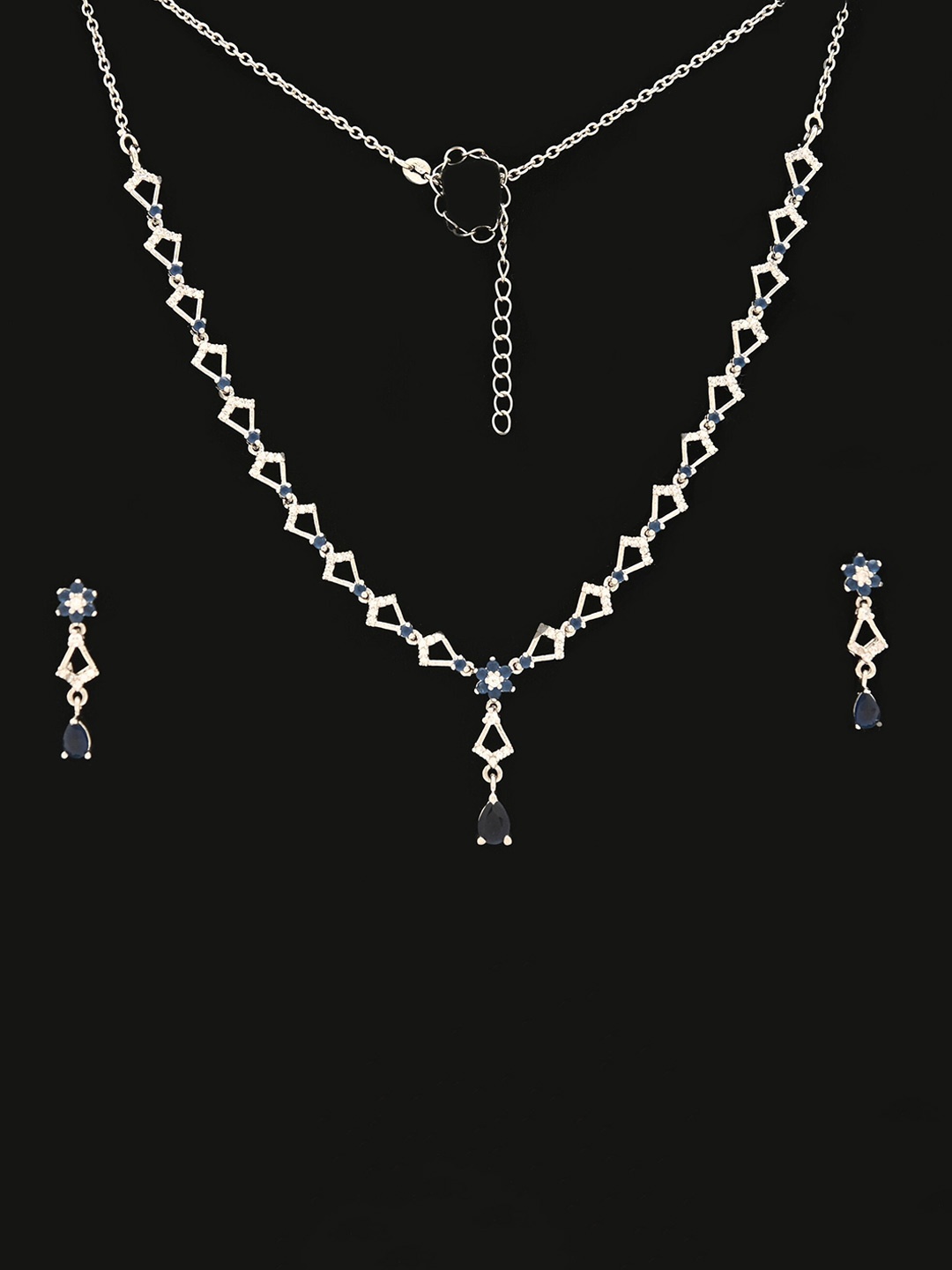 

925 SILLER 925 Pure Silver Statement Necklace & Earrings Set