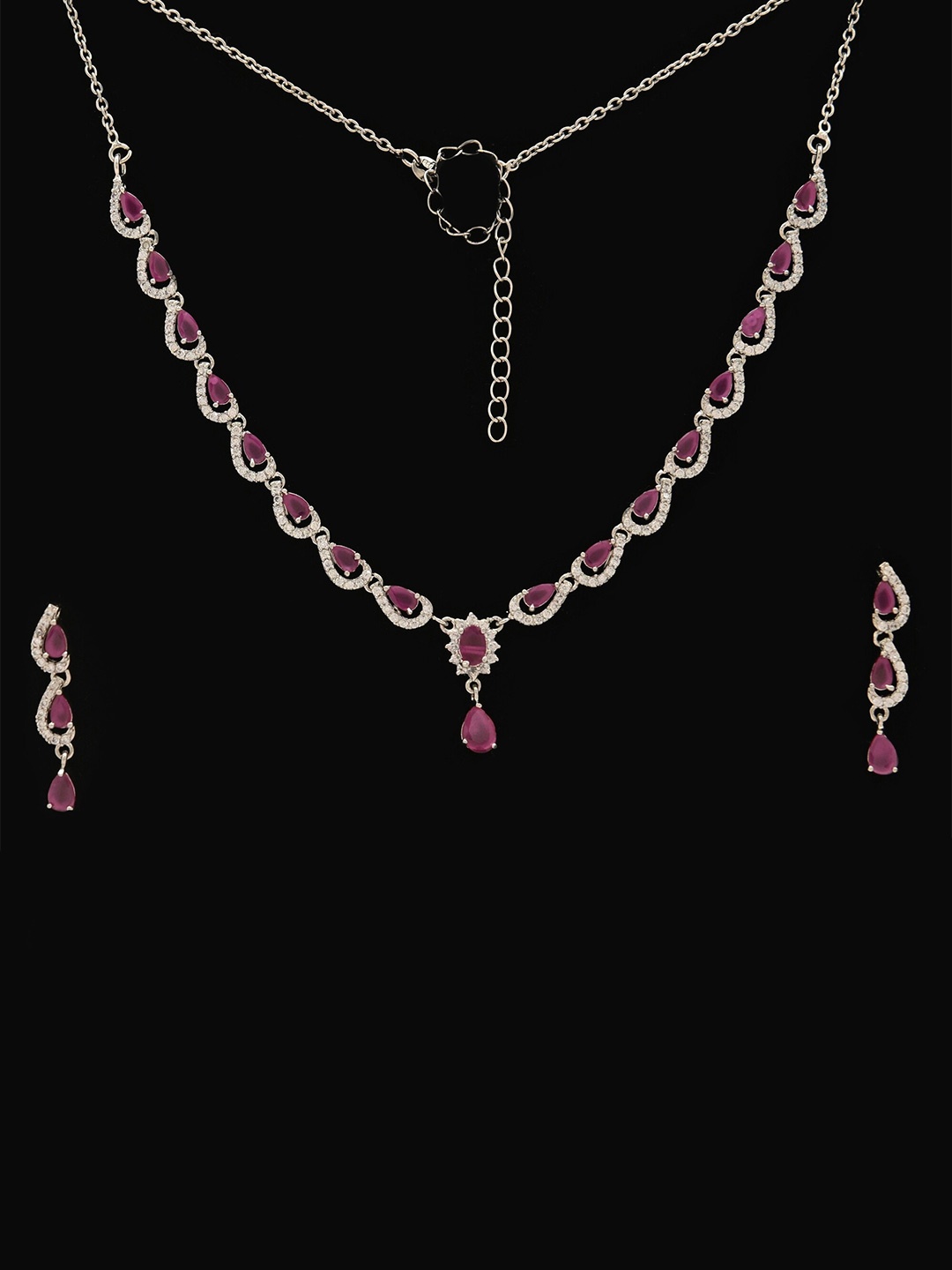 

925 SILLER Rhodium Plated 925 Pure Silver CZ Studded Jewellery Set