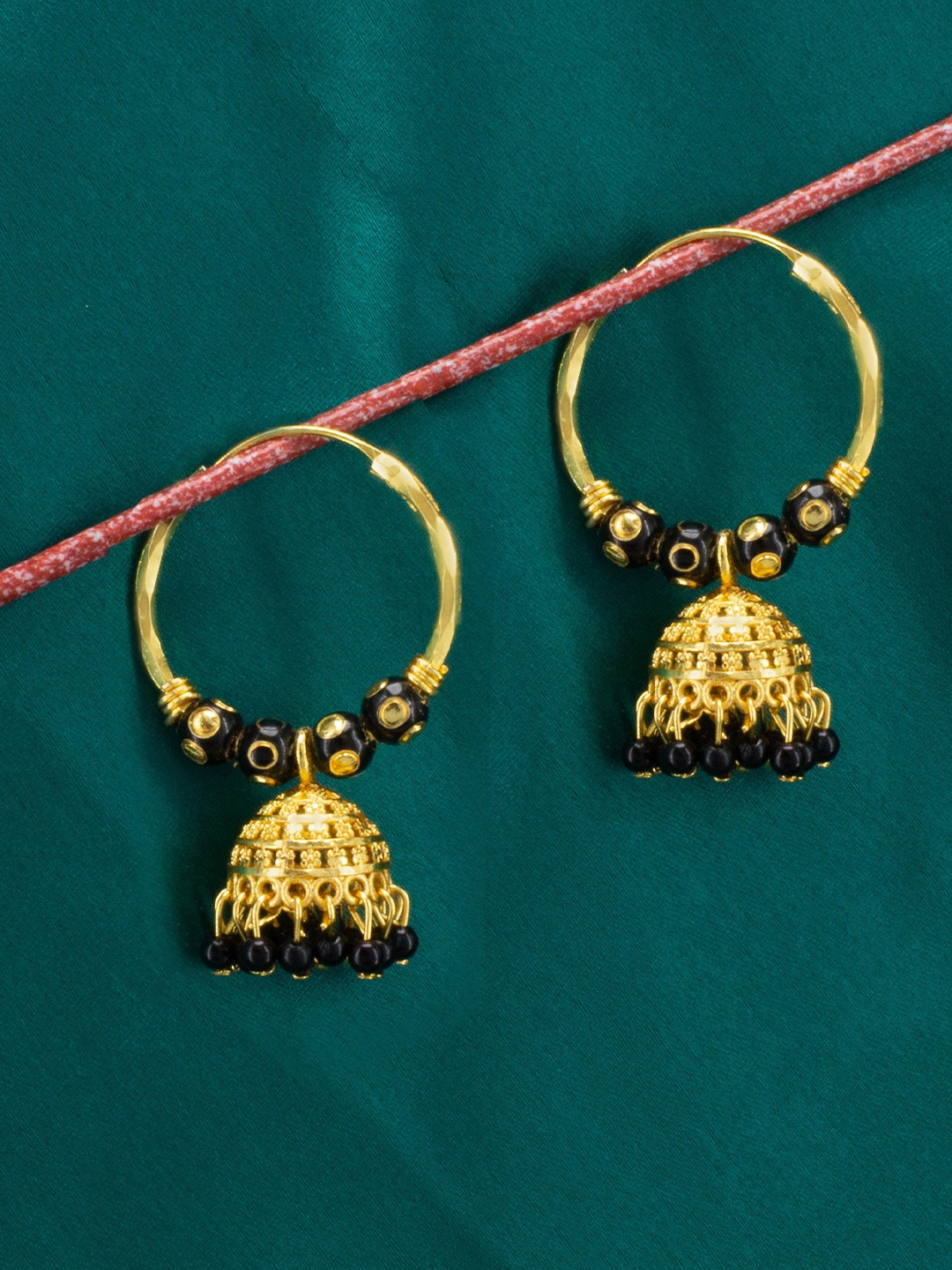 

PRIVIU Gold-Plated Dome Shaped Jhumkas Earrings