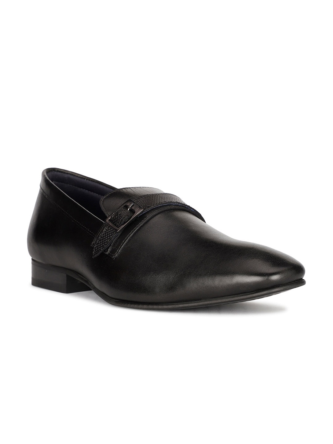 

Hush Puppies Men NIGEL E Round Toe Leather Formal Slip-On Shoes, Black