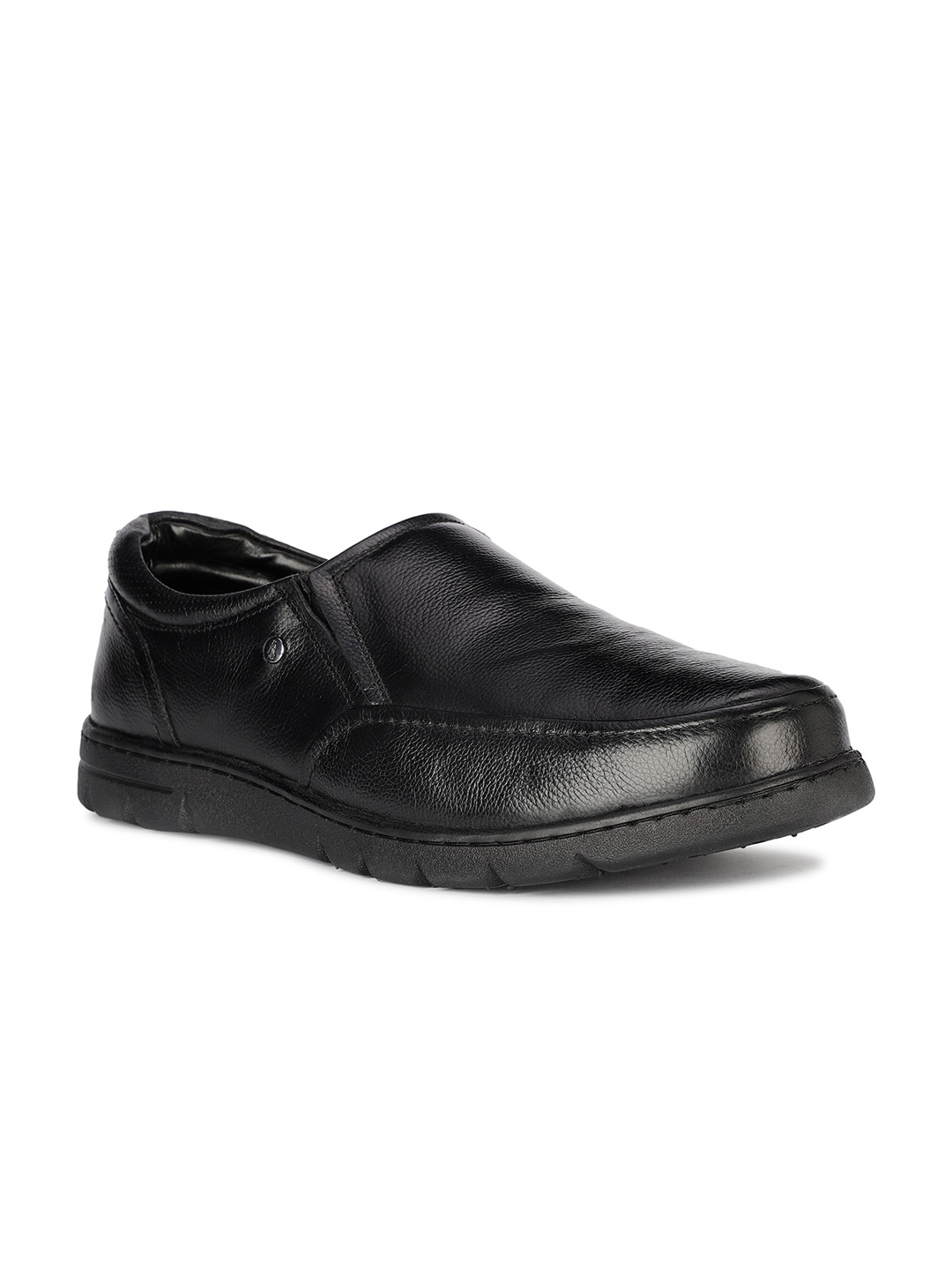 

Hush Puppies Men Round Toe Leather Formal Slip-On Shoes, Black