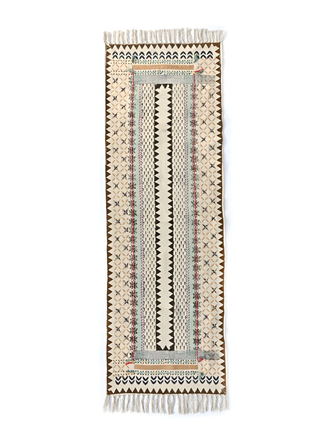 

Art Avenue Cream & Peach Printed Cotton Rug Dhurrie Runner