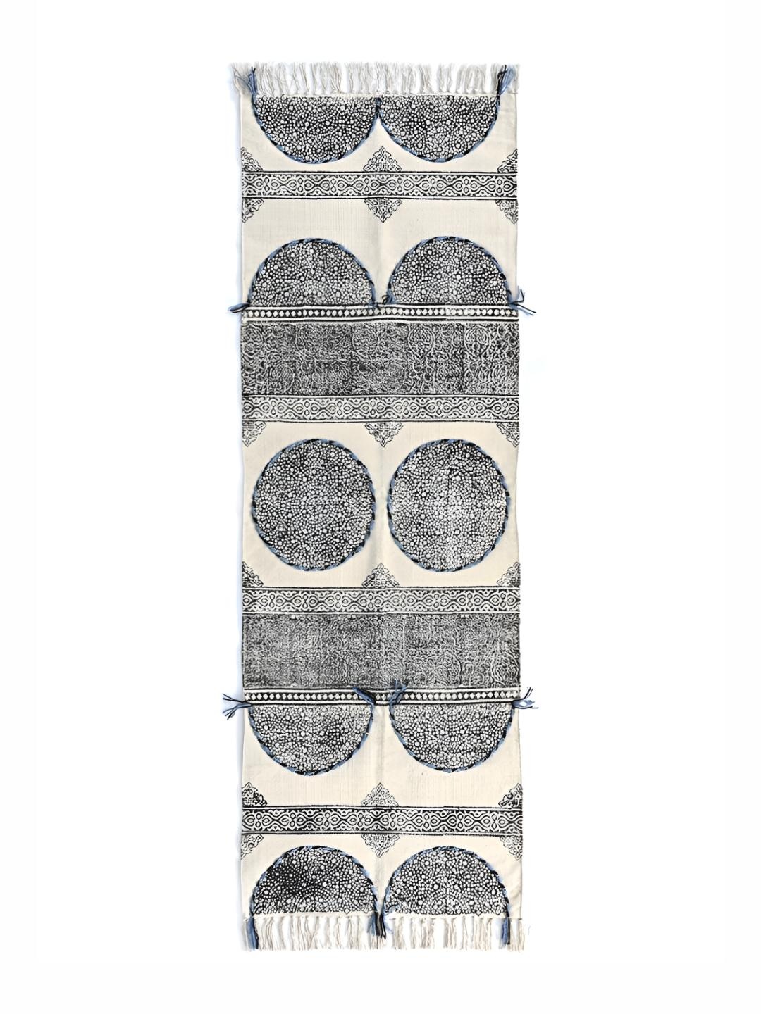 

Art Avenue Black Printed Cotton Dhurrie Runner