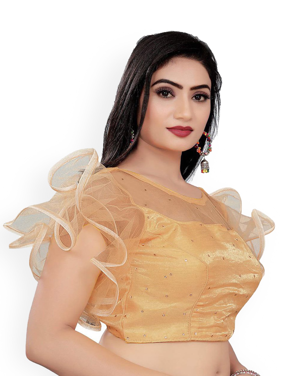 

Reeta Fashion Embellished Satin Saree Blouse, Gold