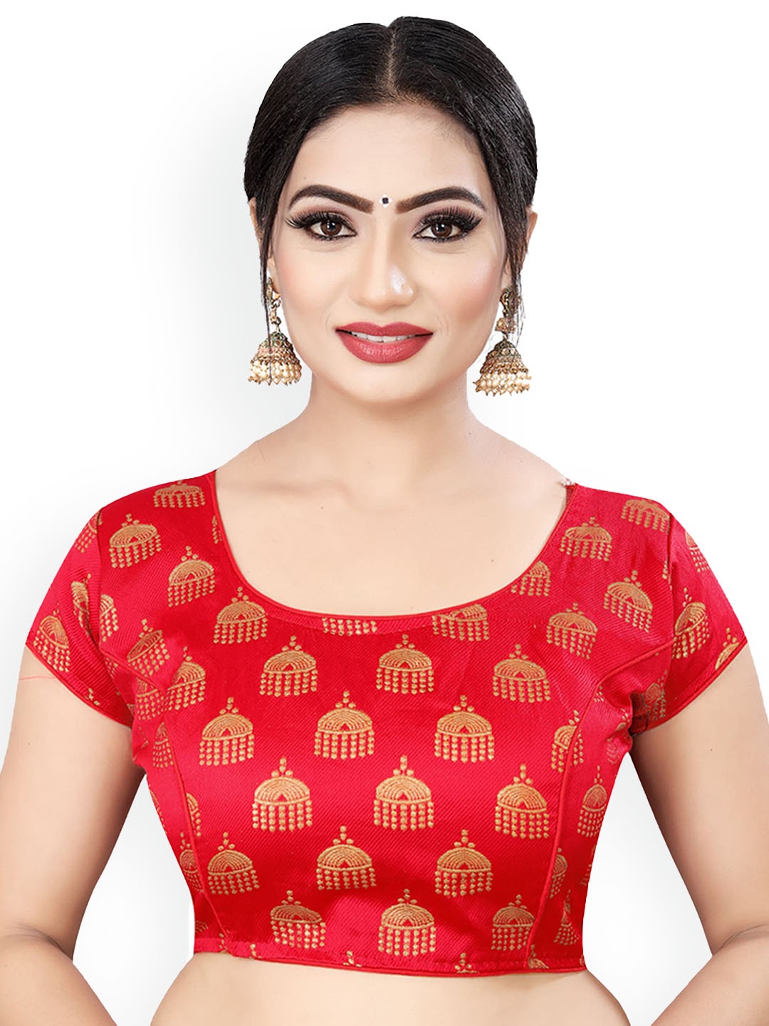 

Reeta Fashion Embroidered Brocade Saree Blouse, Red