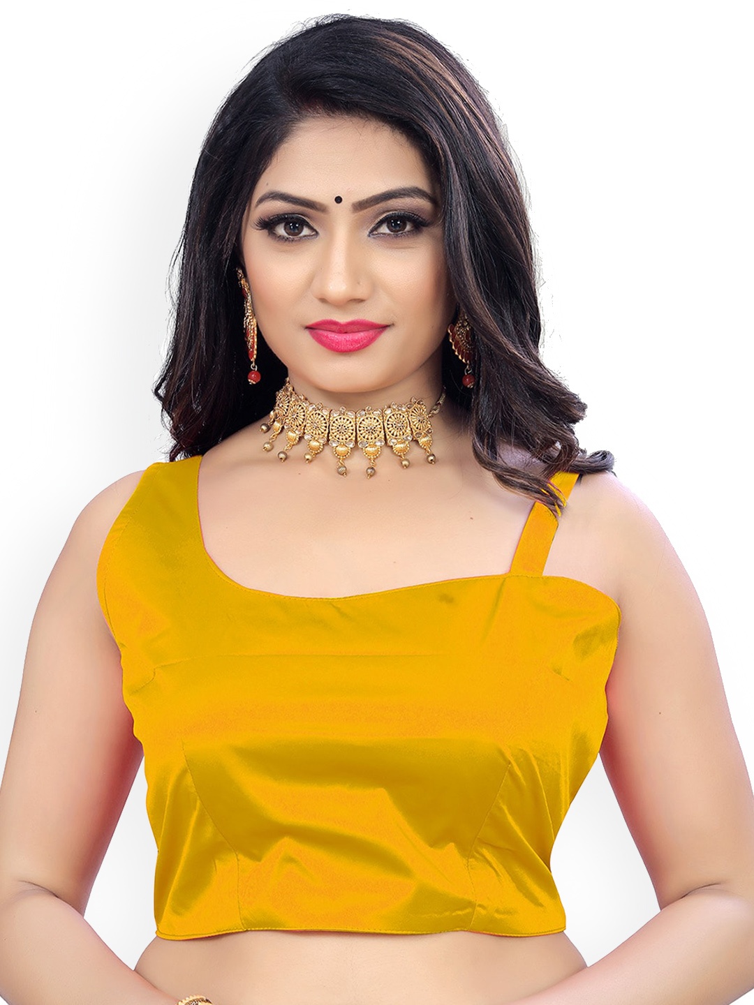 

Reeta Fashion Sleeveless Padded Satin Saree Blouse, Yellow