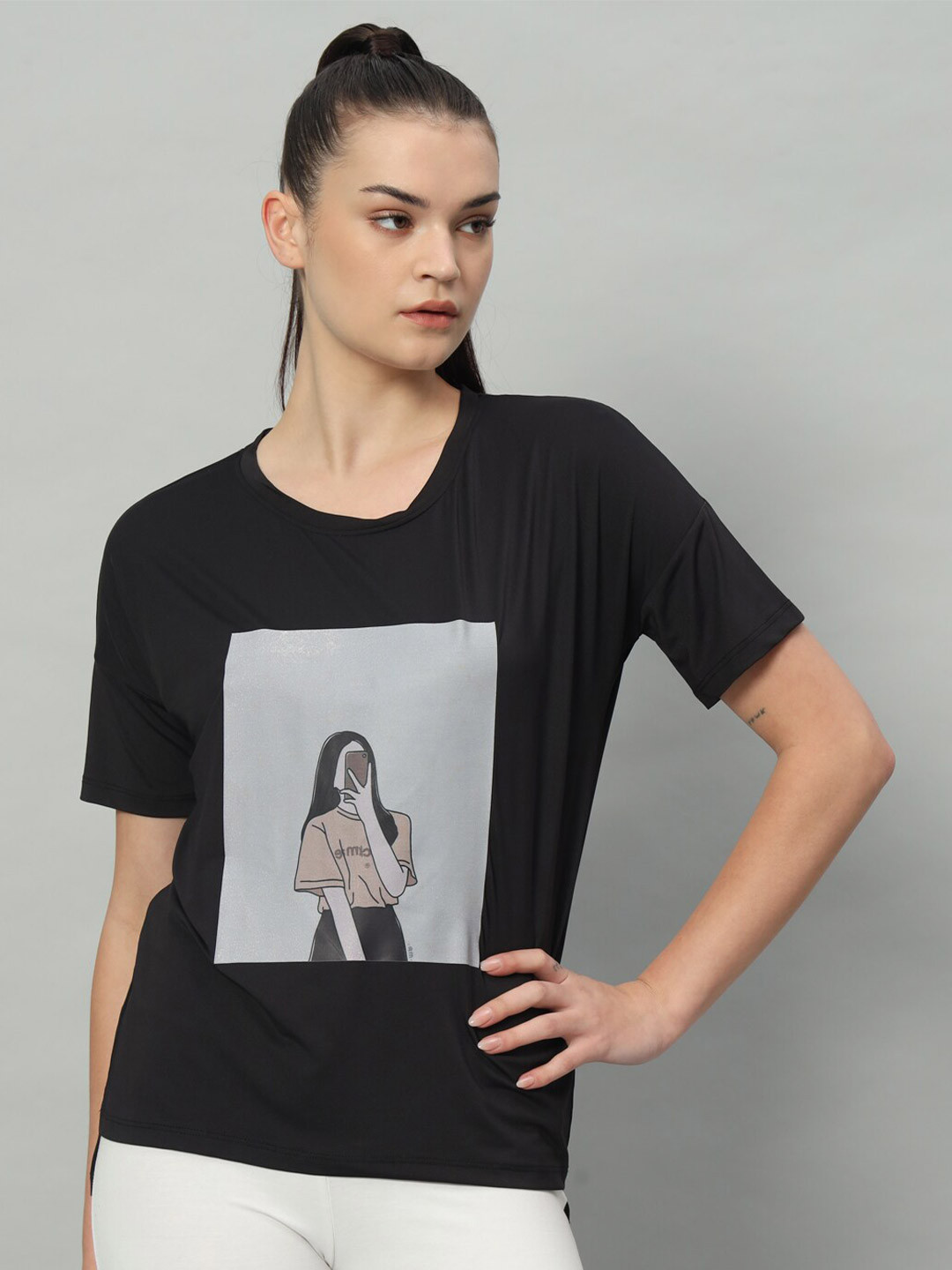 

MKH Graphic Printed Relaxed Fit Dri-FIT T-shirt, Black