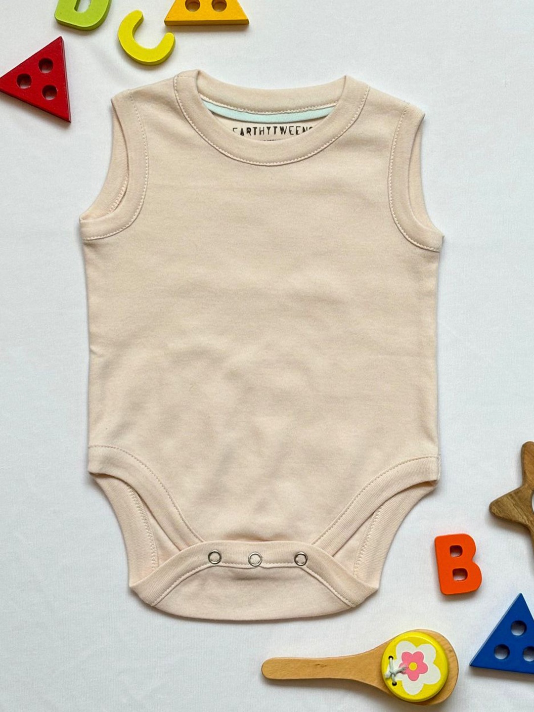

BAESD Infants Cotton Sleeveless Bodysuit, Beige