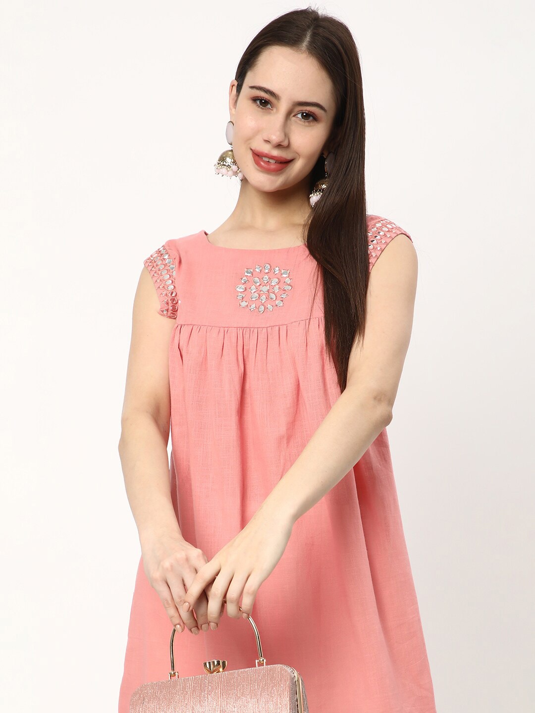 

R&B Round Neck Cotton Top, Pink